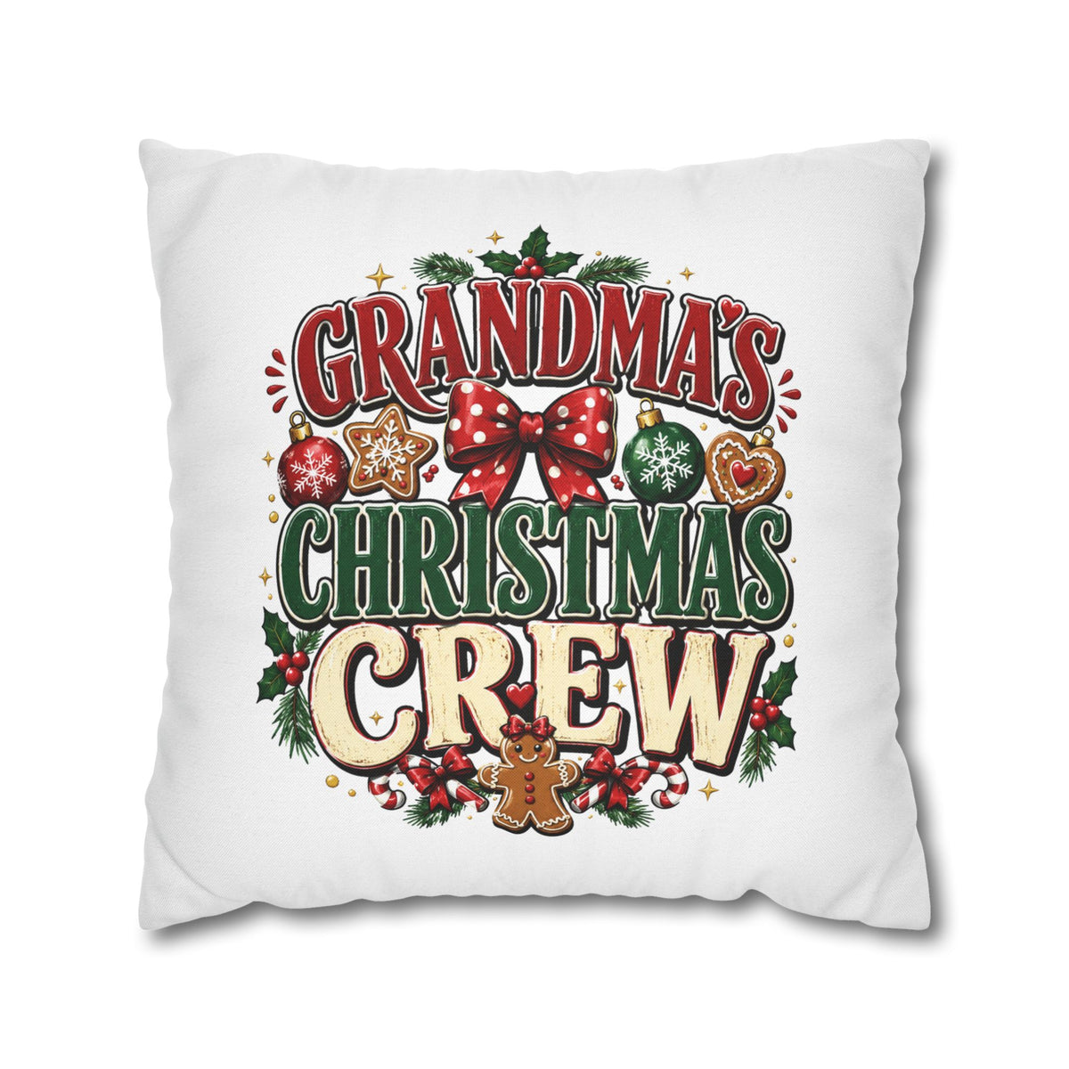 Grandma's Christmas Crew Holiday Pillowcase — Festive Family Decor