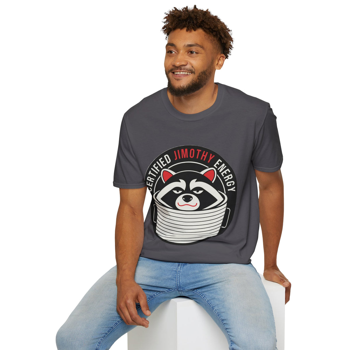 Jimothy Energy T-Shirt — Certified Raccoon Graphic Tee - Trending Now - August 2026