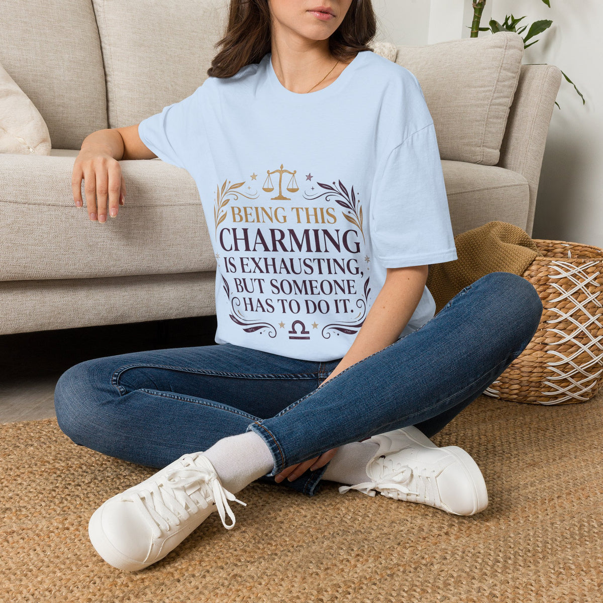 Being This Charming Libra T-Shirt – 'Being This Charming Is Exhausting' Zodiac Tee