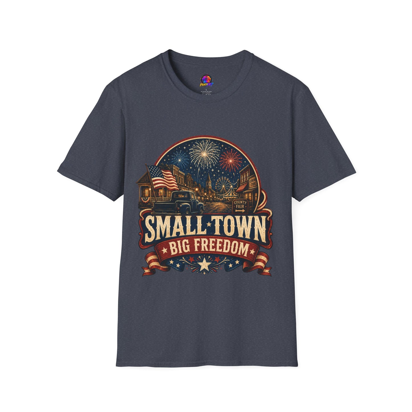 Small Town Big Freedom T-Shirt — Patriotic 4th of July Fireworks Tee