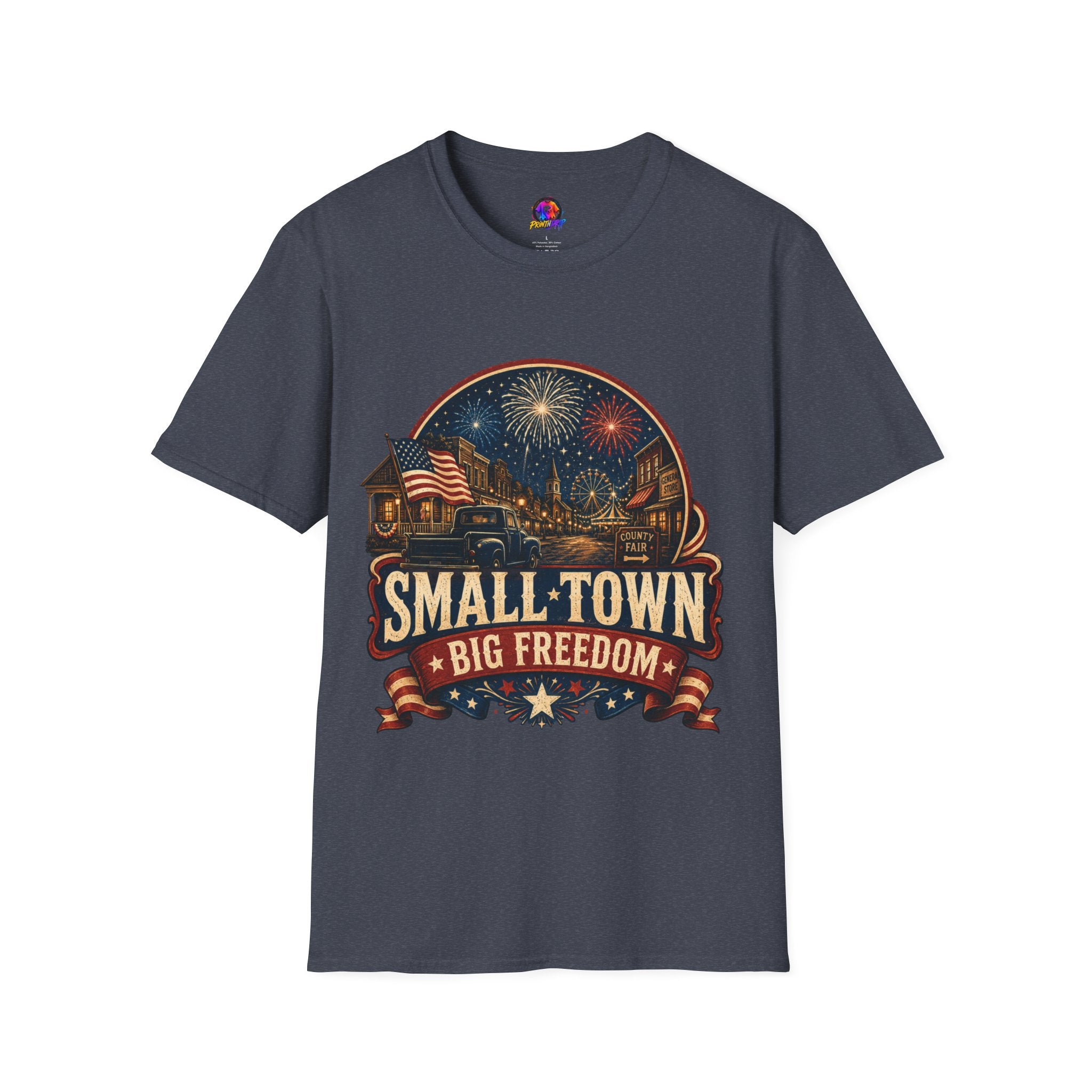Small Town Big Freedom T-Shirt — Patriotic 4th of July Fireworks Tee