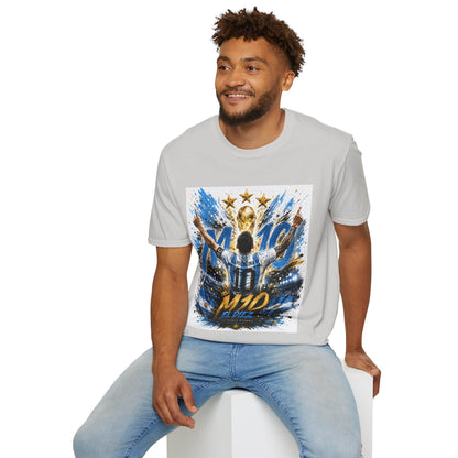 Argentna  Soccer M10 Champion T-Shirt — Gold Trophy & Stars Football Fan Tee