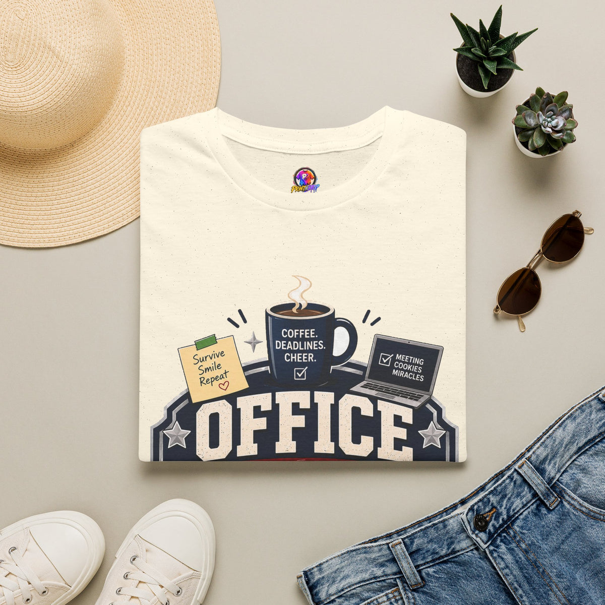Office Holiday Survivor T-Shirt — Coffee, Deadlines & Cheer Work Shirt