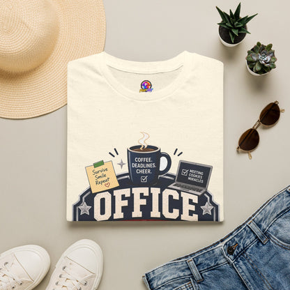 Office Holiday Survivor T-Shirt — Coffee, Deadlines & Cheer Work Shirt