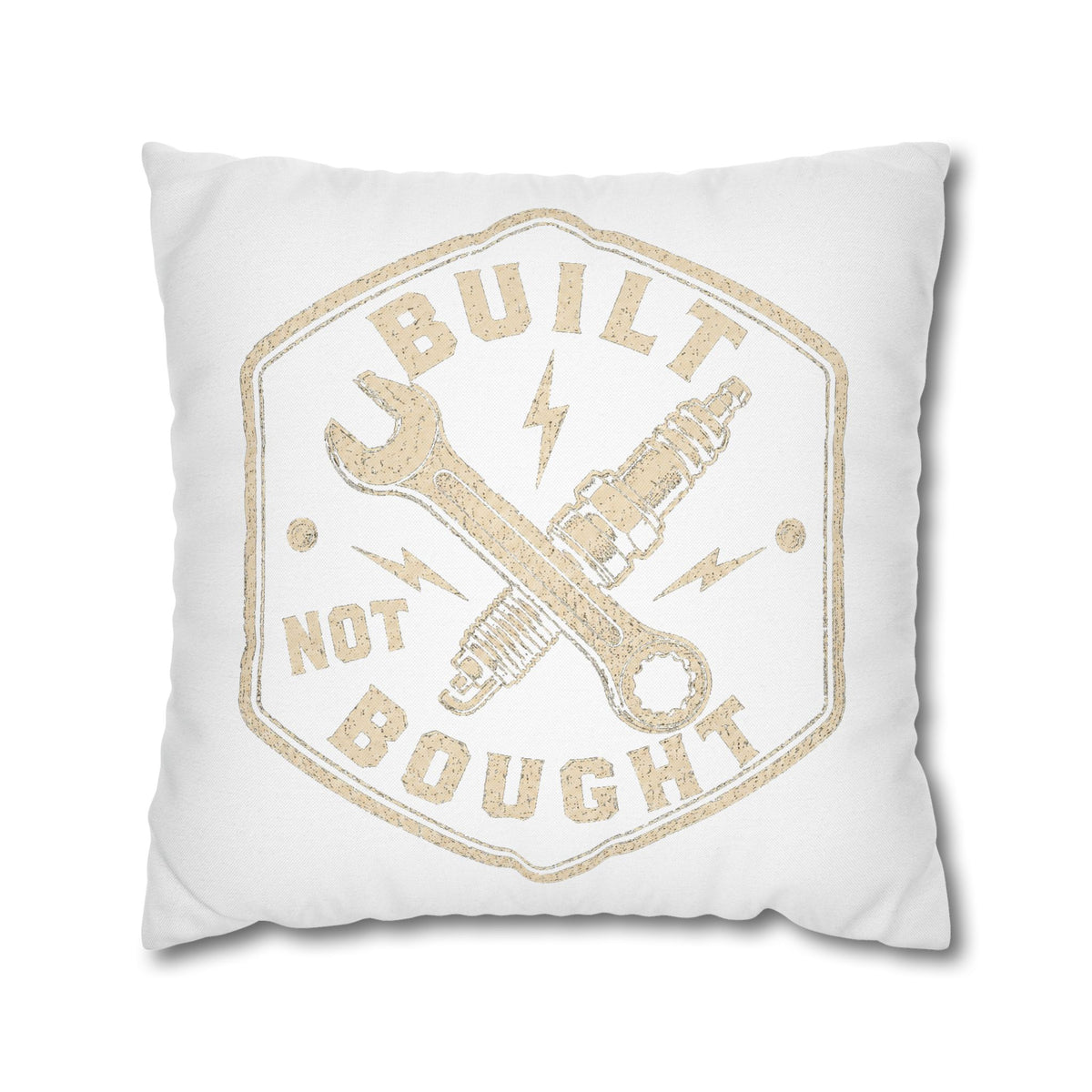 Built Not Bought Decorative Pillowcase –Milo Bailey Dog Dad Mom  Mechanic Wrench & Spark Plug Accent Cushion Cover