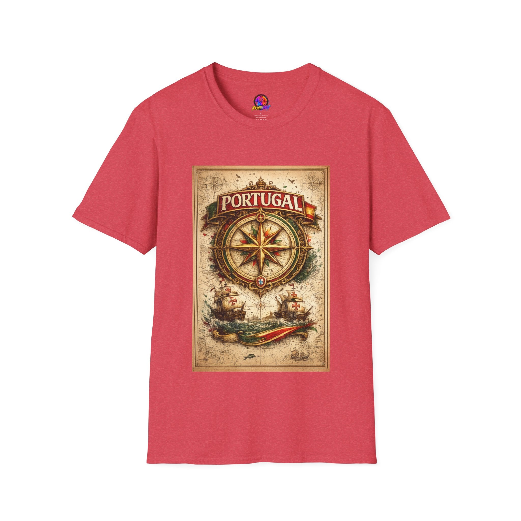Portugal Compass T‑Shirt — Vintage Nautical Travel Tee