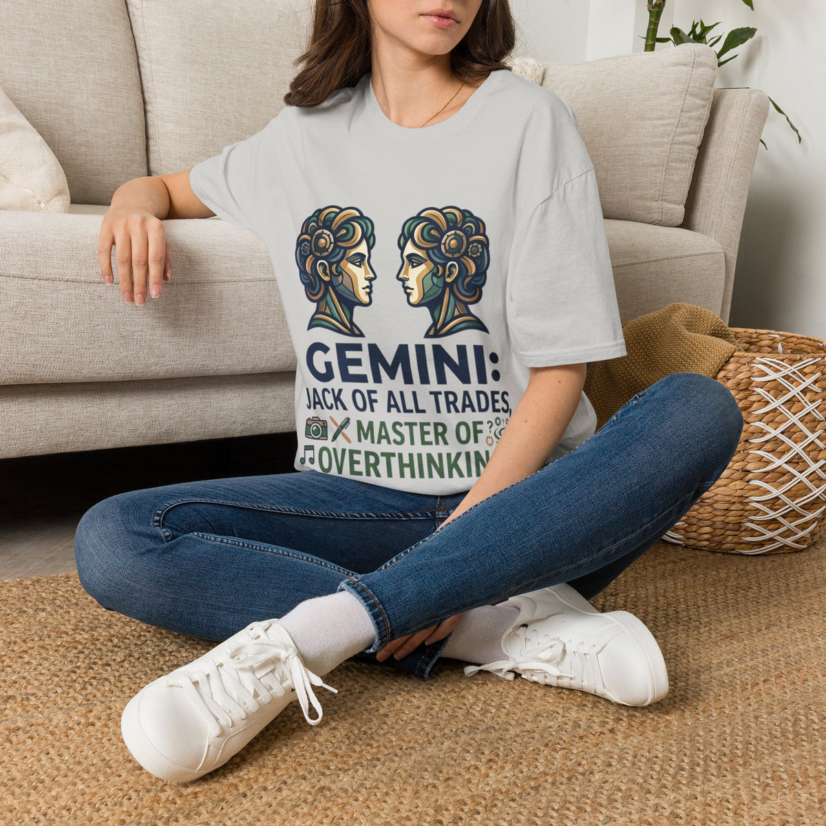 Gemini Zodiac T‑Shirt — Vintage Twins Astrology Tee ("Gemini: Jack of All Trades")