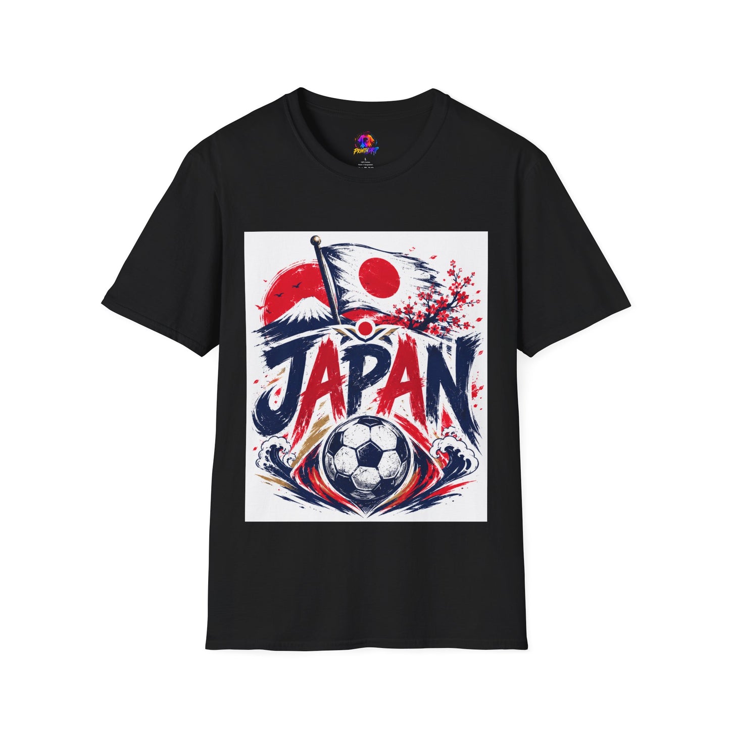 Japan Soccer T-Shirt — Japanese Flag & Cherry Blossom Football Graphic