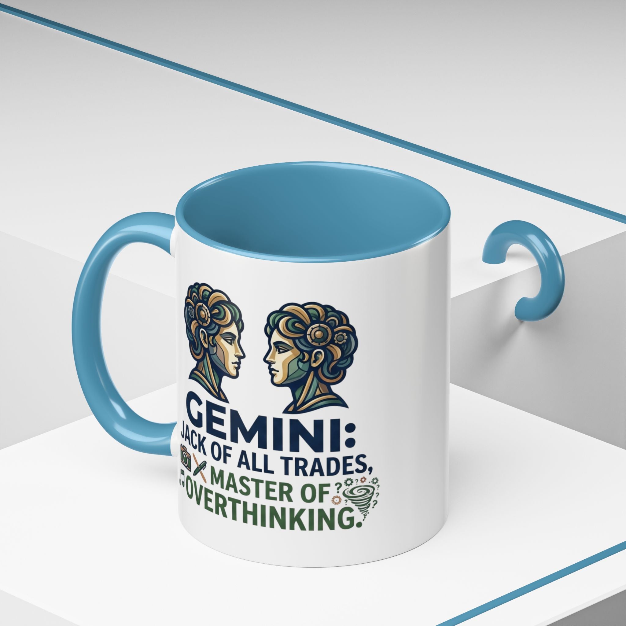 Gemini Coffee Mug – “Jack of All Trades, Master of Overthinking” Zodiac Accent Mug