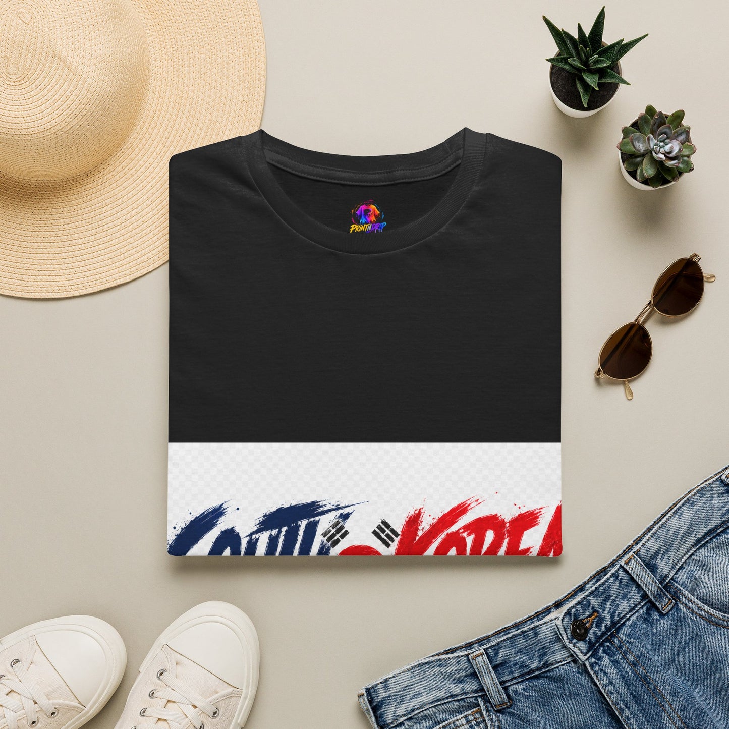 South Korea Flag Brushstroke T-Shirt — Patriotic Korean Travel Tee