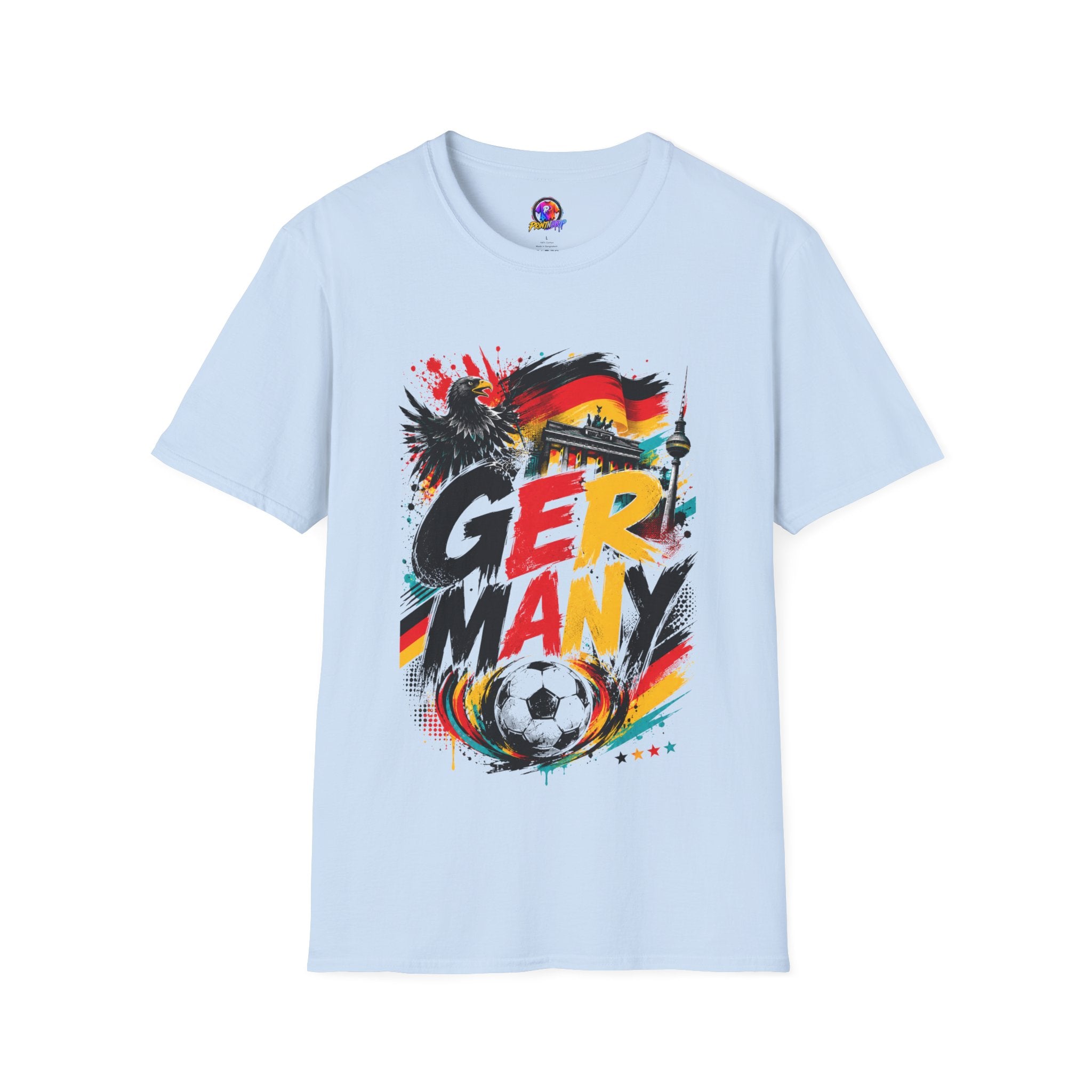 Germany Soccer Graphic T‑Shirt — Flag, Eagle & Brandenburger Tor Design