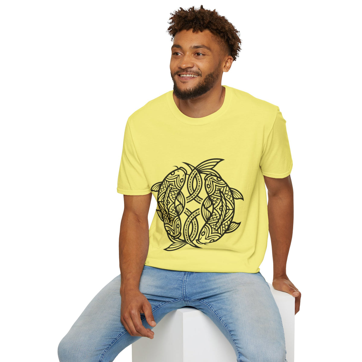 Pisces Zodiac Koi Fish Mandala T-Shirt — Intricate Zen koi Circle Design