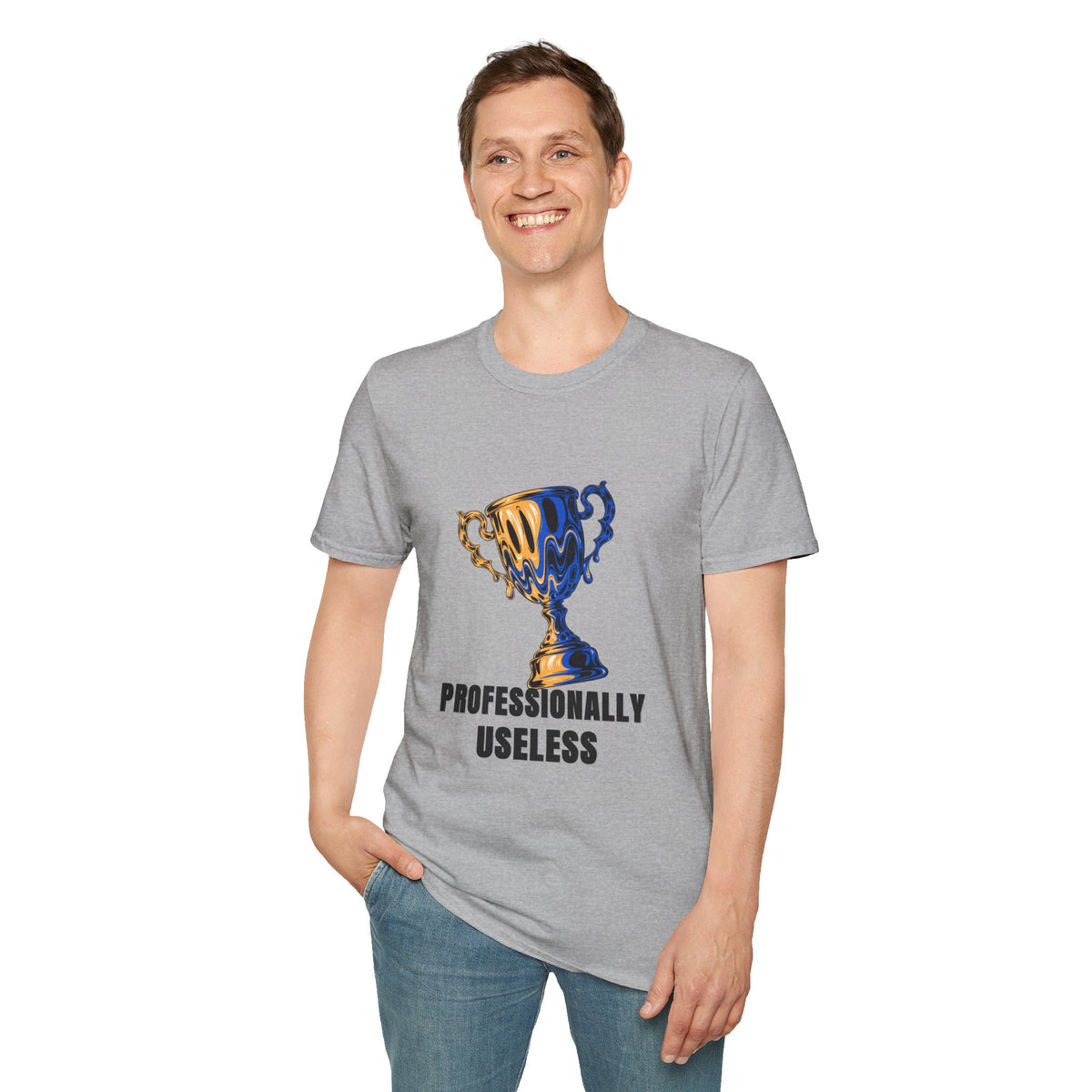 Professionally Useless T-Shirt — Retro Melting Trophy Graphic Tee - Trending Now - August 2026
