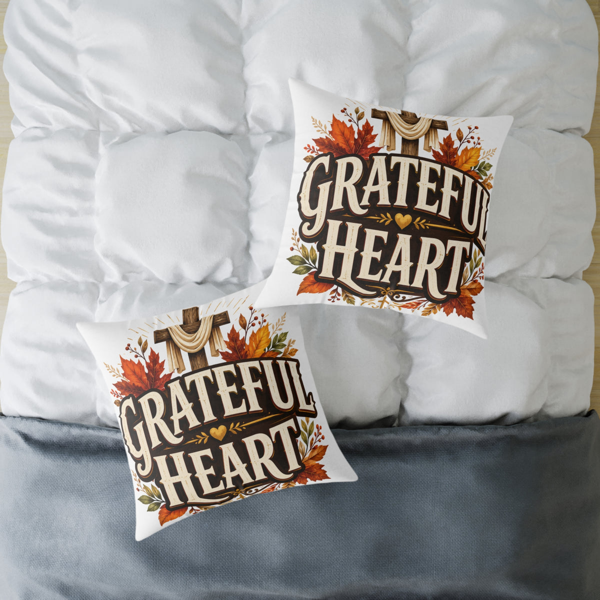 Thanksgiving Grateful Heart Fall Throw Pillow — Autumn Decorative Accent for Thanksgiving