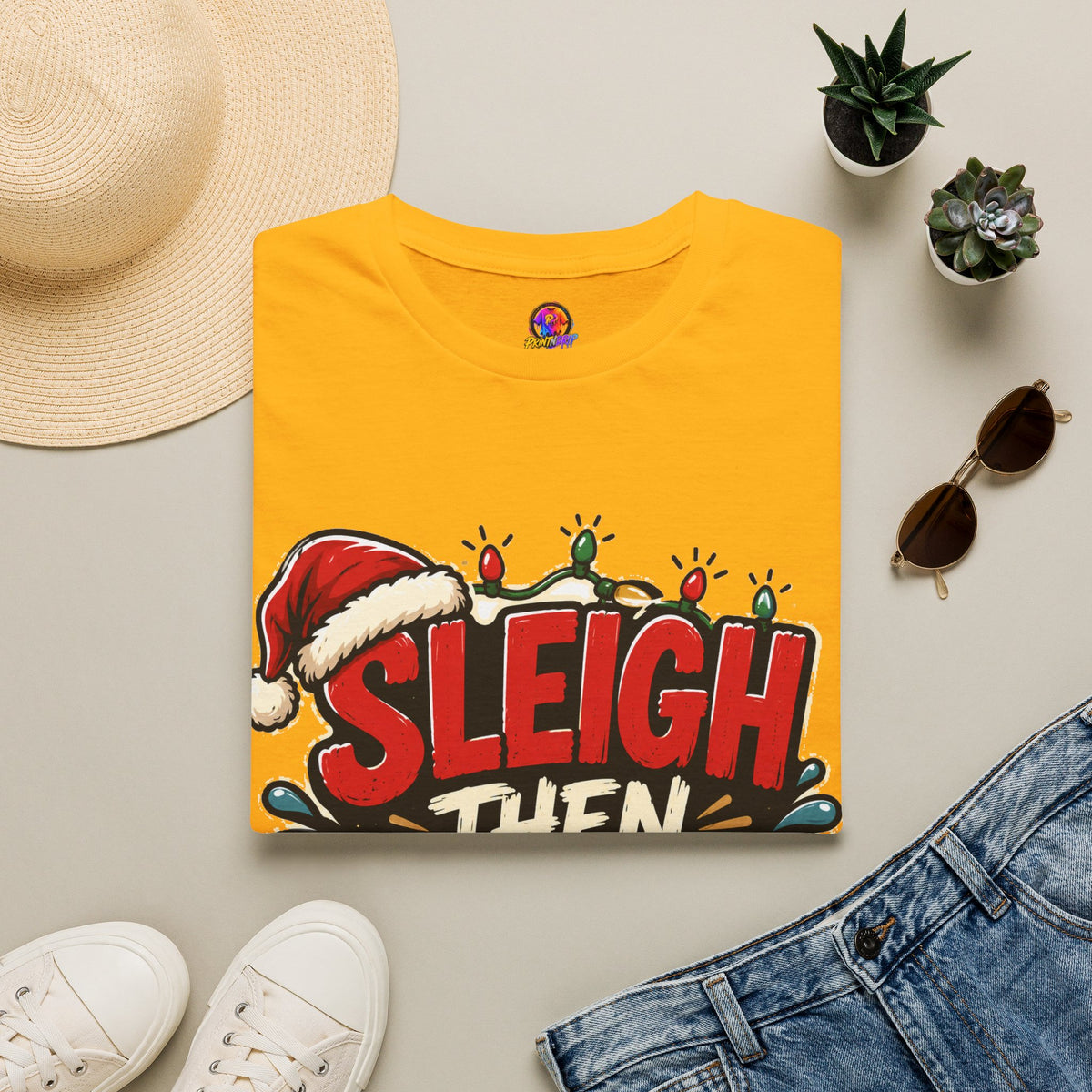 Sleigh Then Sweat T-Shirt — Funny Christmas Gym Holiday Tee