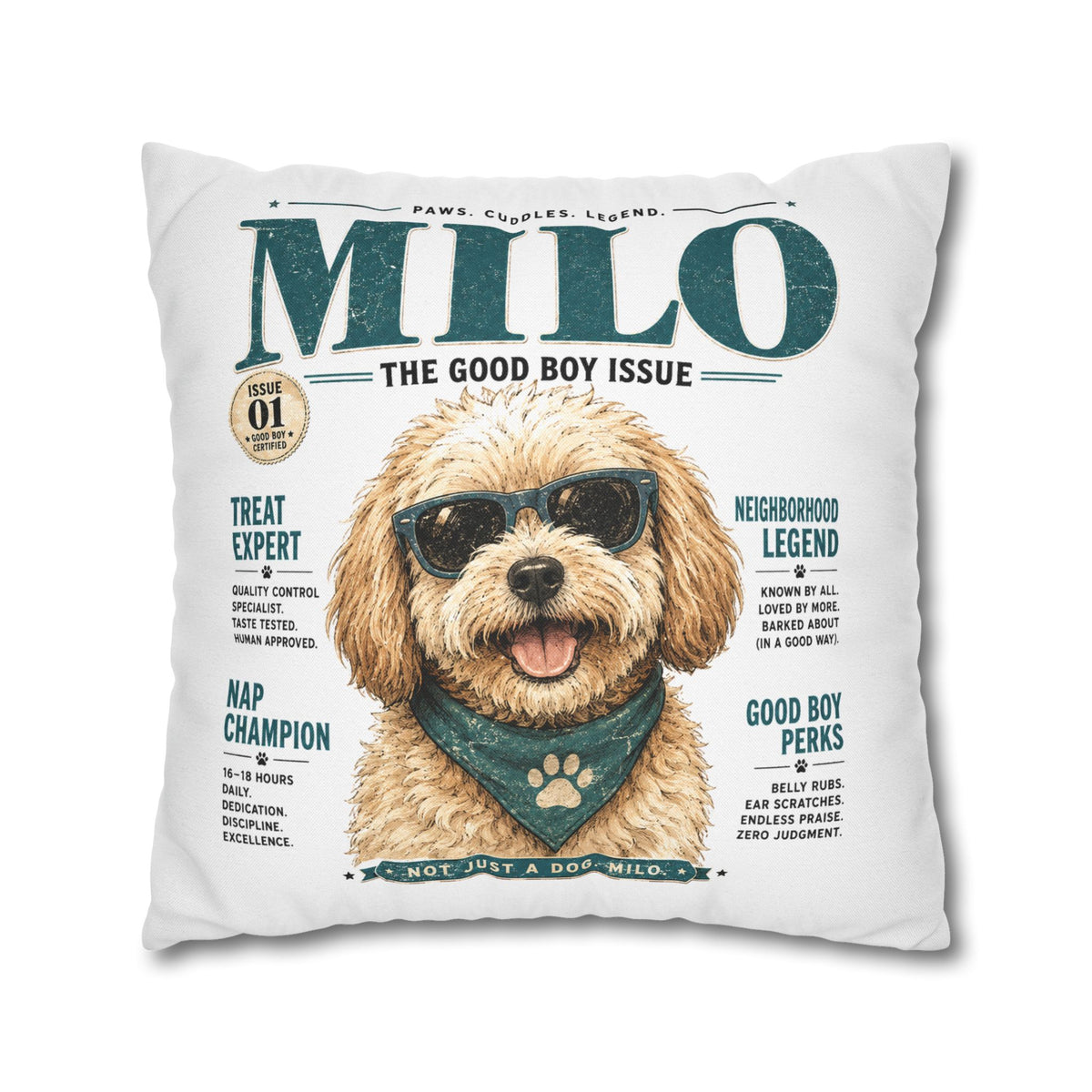 Milo 'The Good Boy Issue' Decorative Pillowcase Milo Bailey Dog Dad Mom