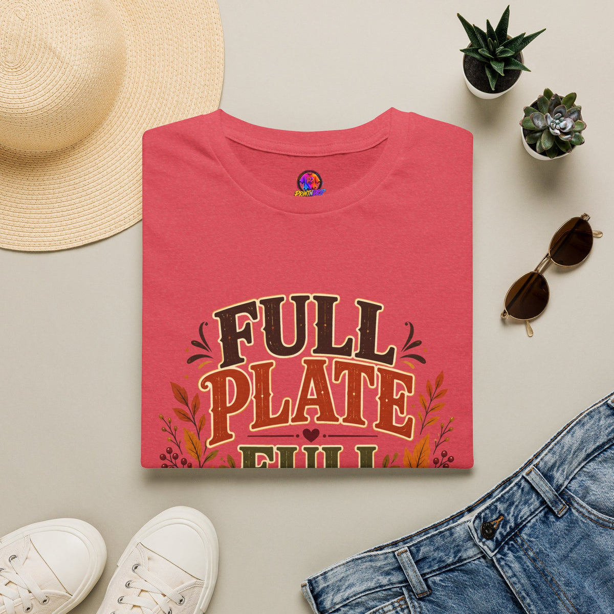Thanksgiving T-Shirt - "Full Plate Full Heart" Fall Harvest Tee