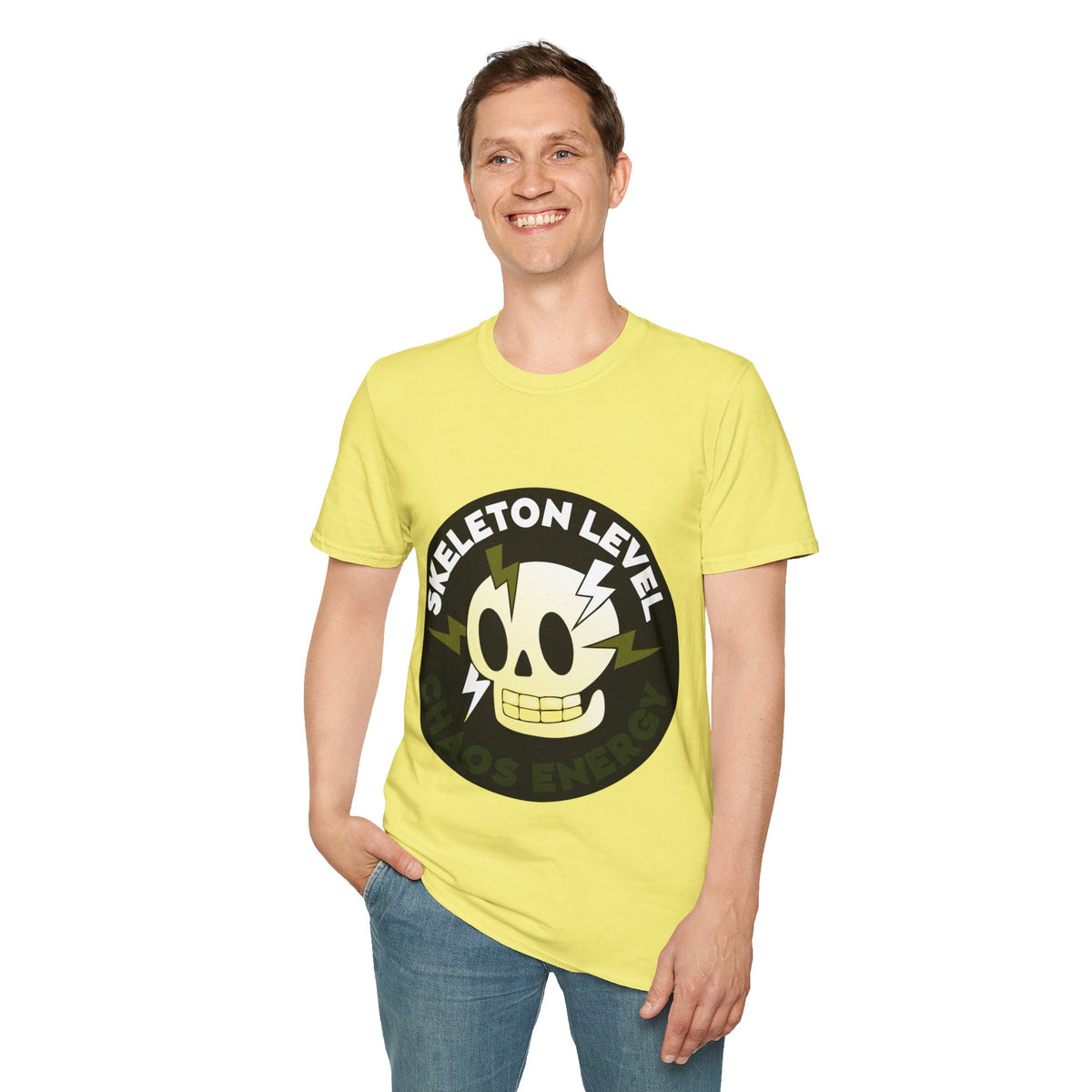 Skeleton Level Chaos Energy Circular Emblem Tee - Cute Spooky Goth Graphic T-Shirt - Trending Now - September 2026