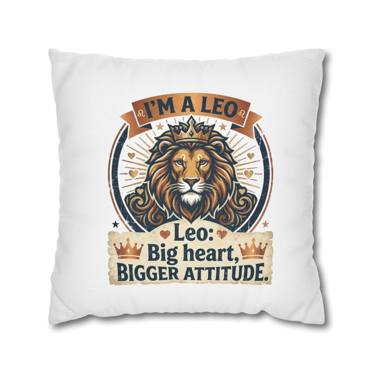 Leo Zodiac Big Heart Big Attitude Spun Polyester Square Pillowcase