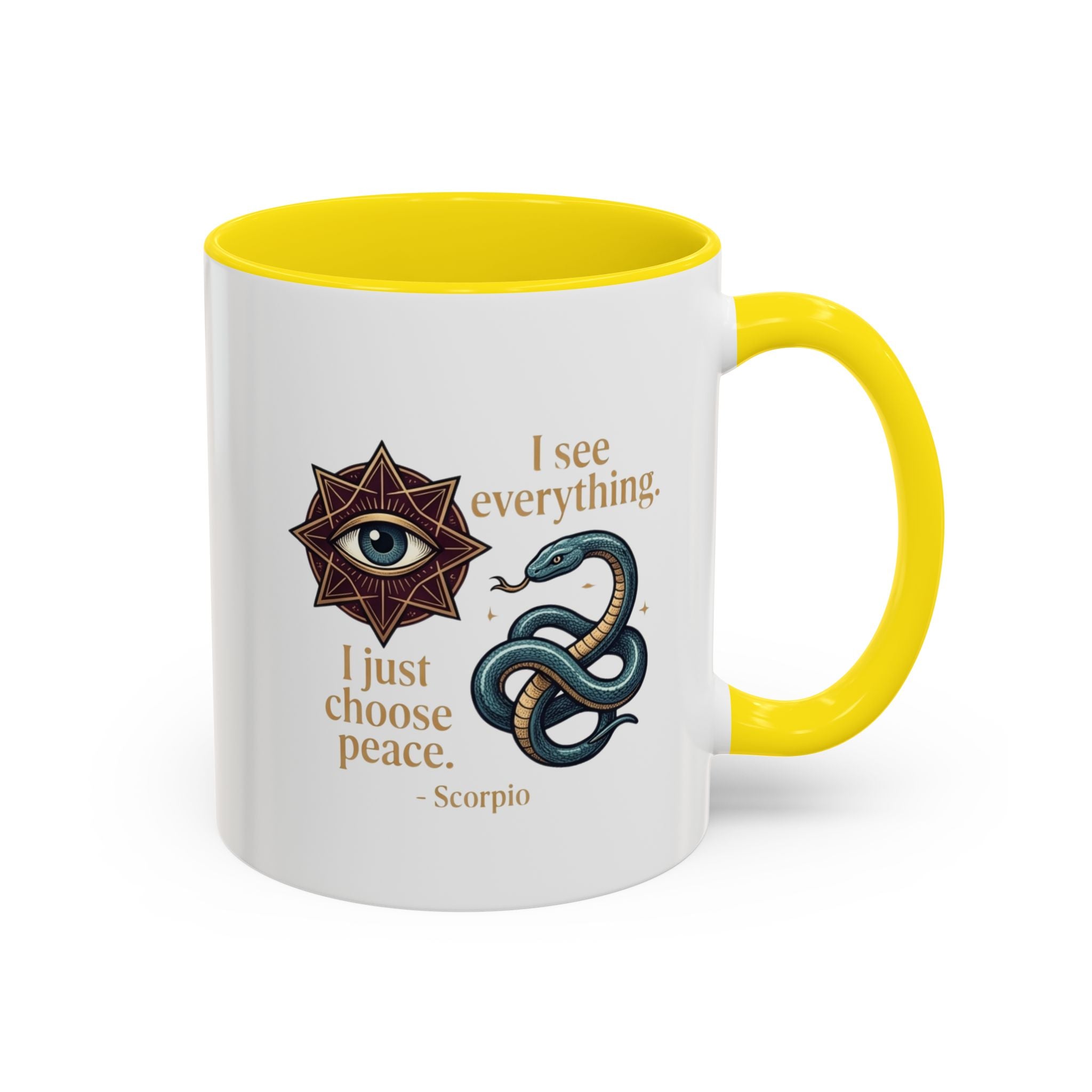 Scorpio Accent Coffee Mug – "I See Everything, I Just Choose Peace" Zodiac Mug