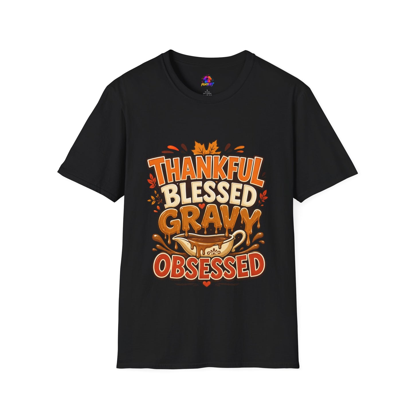 Thankful Blessed Gravy Obsessed T-Shirt — Thanksgiving Fall Turkey Dinner Tee