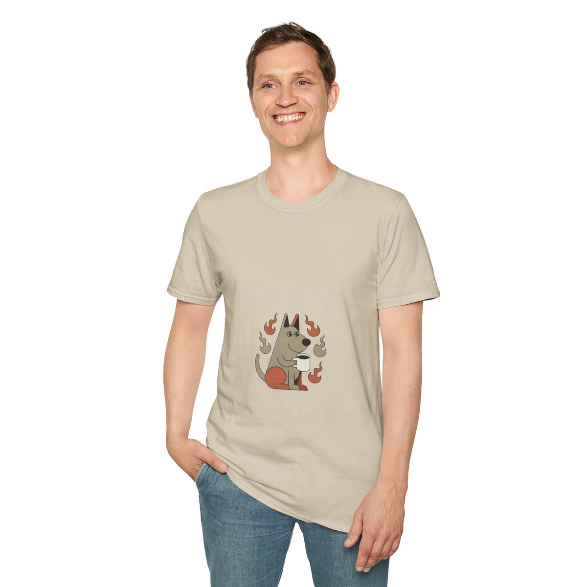 Peeking Dog T-Shirt – Cute Pup Surrounded by Flames Graphic Tee - Trending Now - September 2026