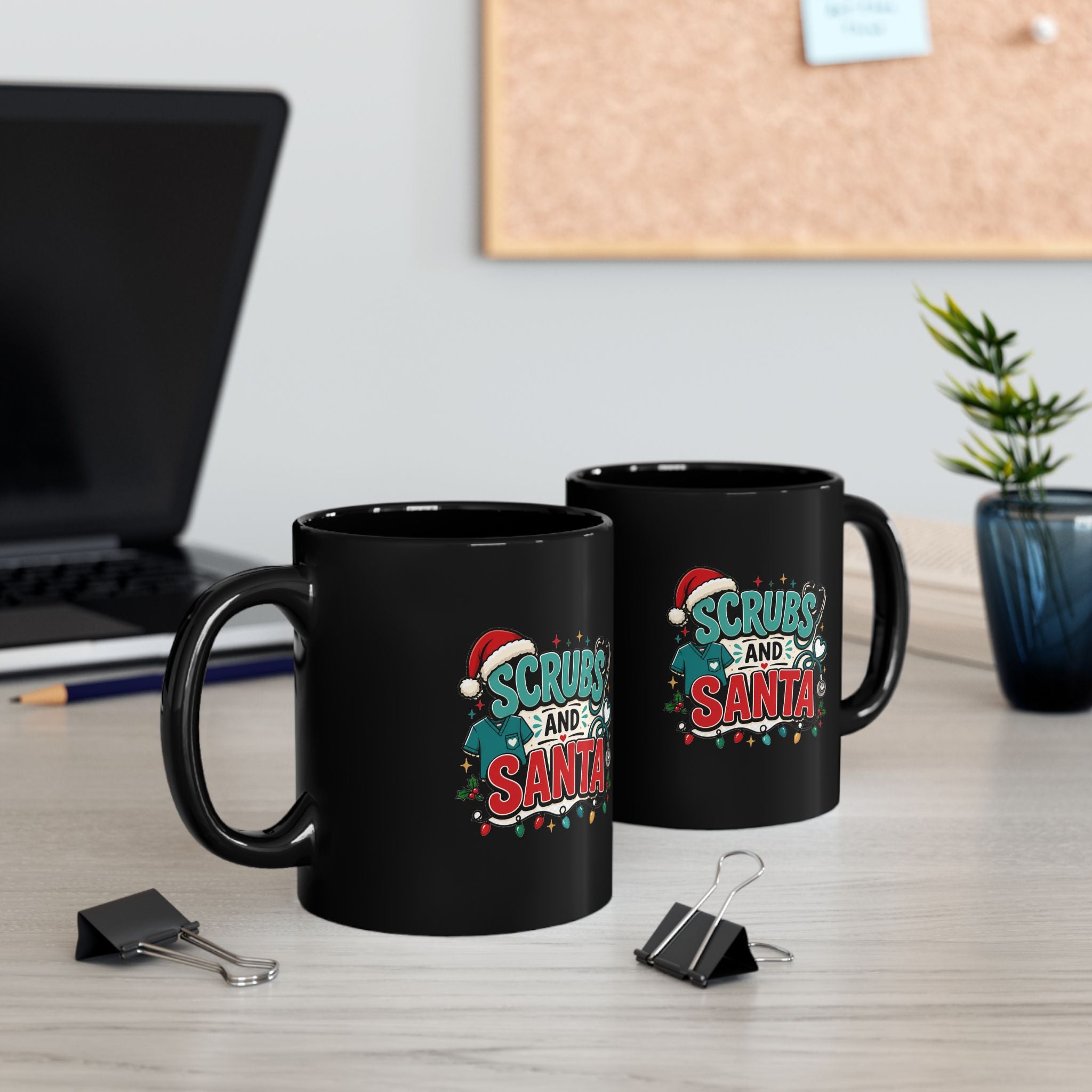 Modern Day Christmas Scrubs and Santa Coffee Mug — Christmas Nurse Holiday Gift