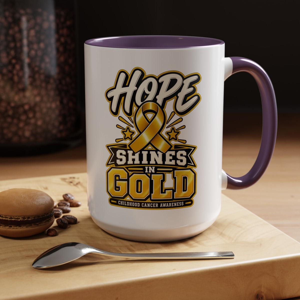 Hope Shines in Gold Coffee Mug — Childhood Cancer Awareness Accent Mug