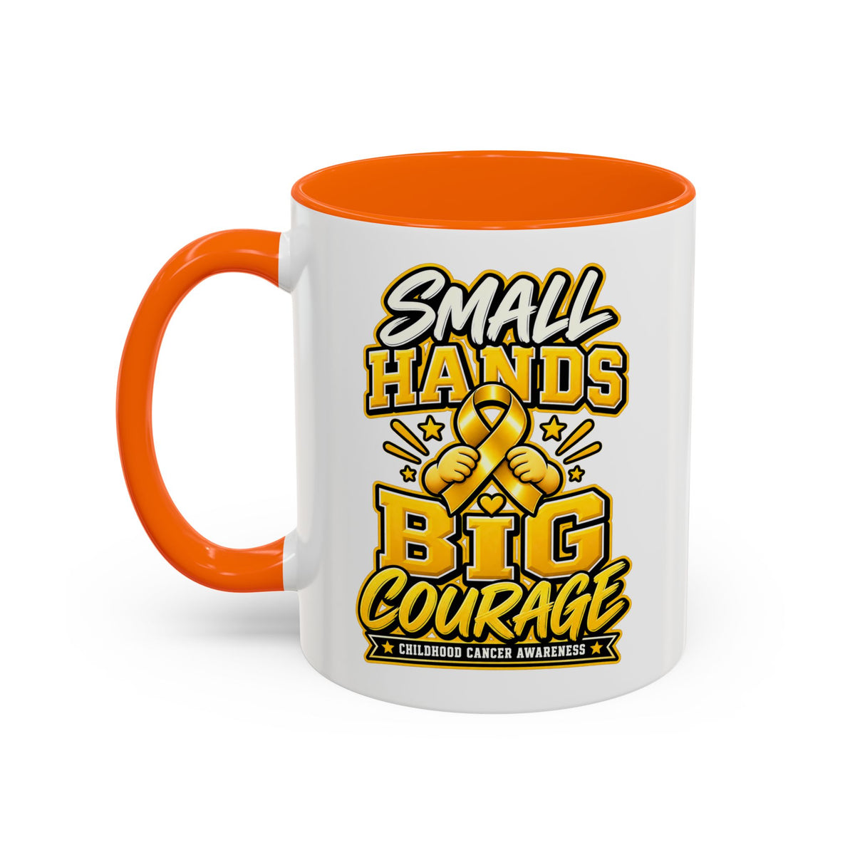 Coffee Mug - "Small Hands Big Courage" Childhood Cancer Awareness Accent Mug