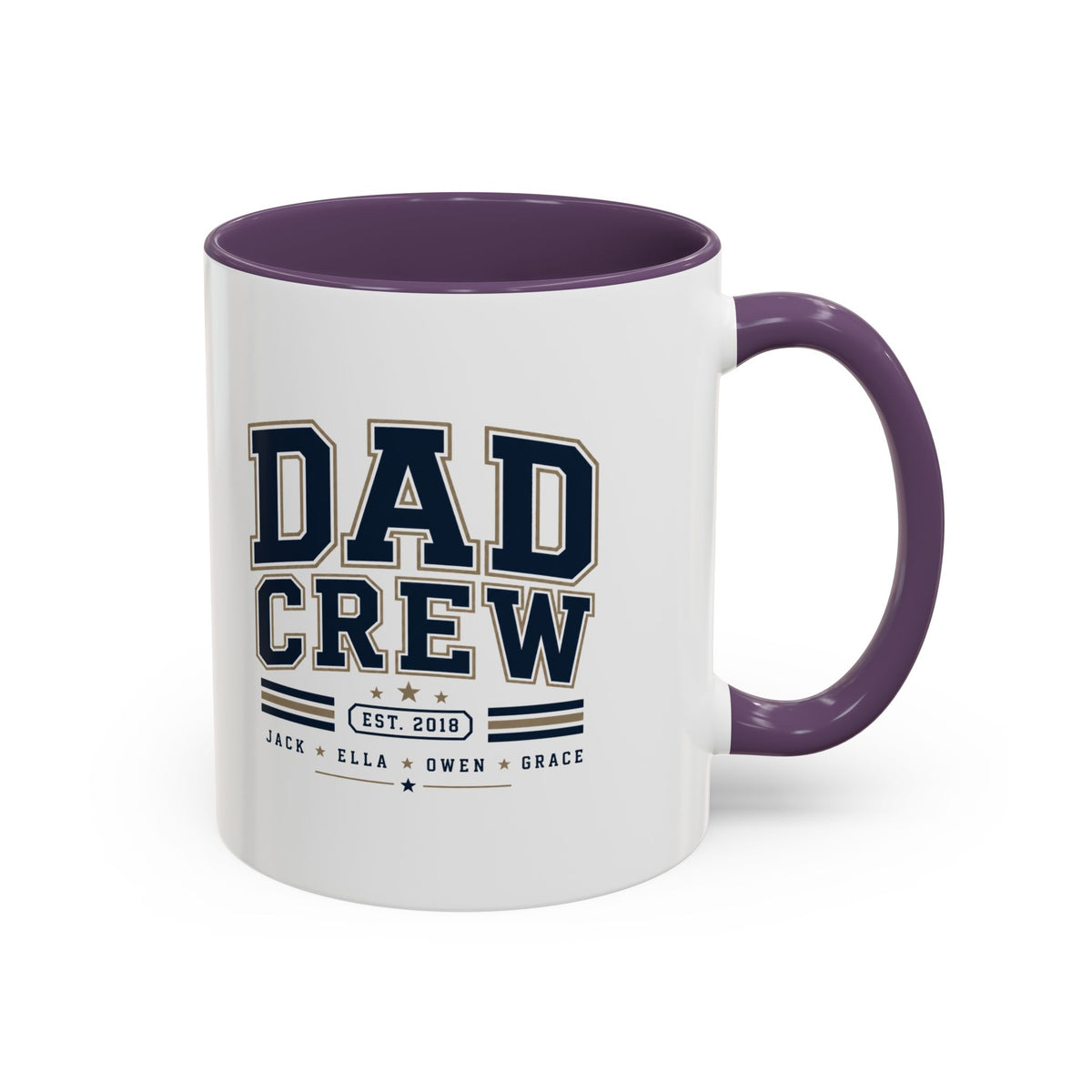 Milo Bailey Dog Dad Mom Dad Crew Accent Coffee Mug — Personalized Family Names, Established Date Coffee Cup