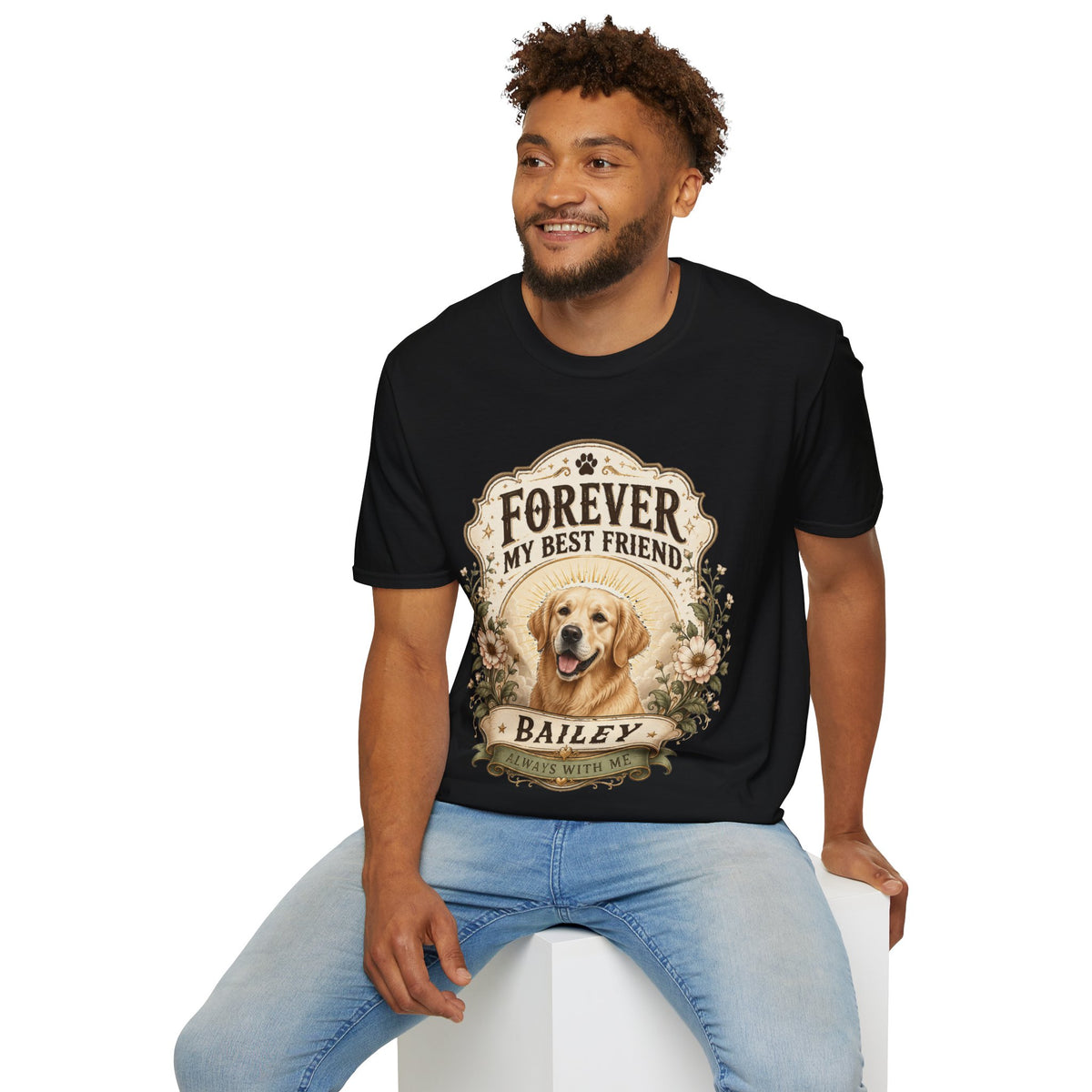 Dog Memorial T-Shirt — "Forever My Best Friend" Personalized Pet Tribute Tee