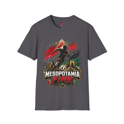 Iraq Mesopotamia Fire Soccer T-Shirt — Vintage Football Player Graphic Tee