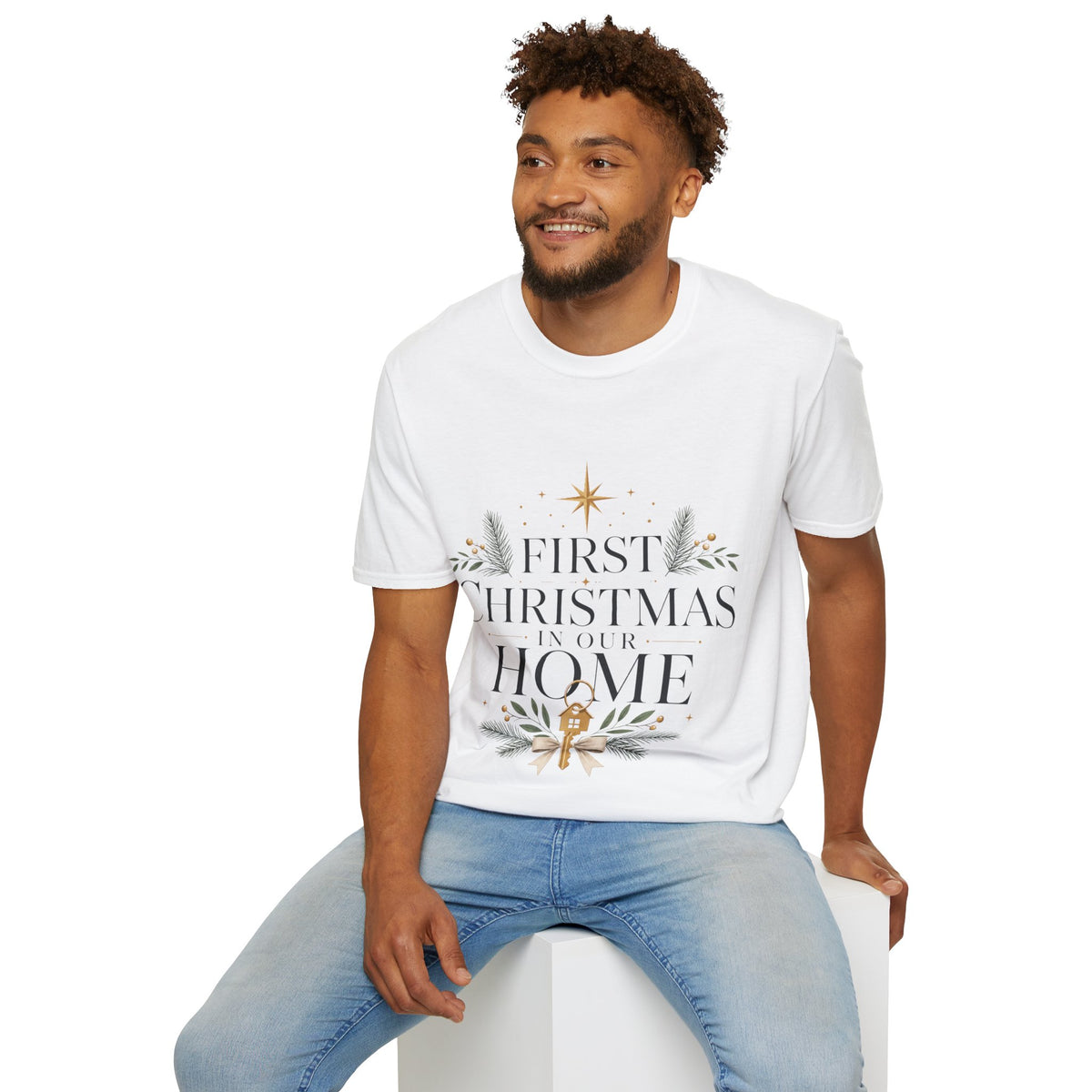 First Christmas T-Shirt — 'First Christmas in Our Home' Elegant Holiday Tee
