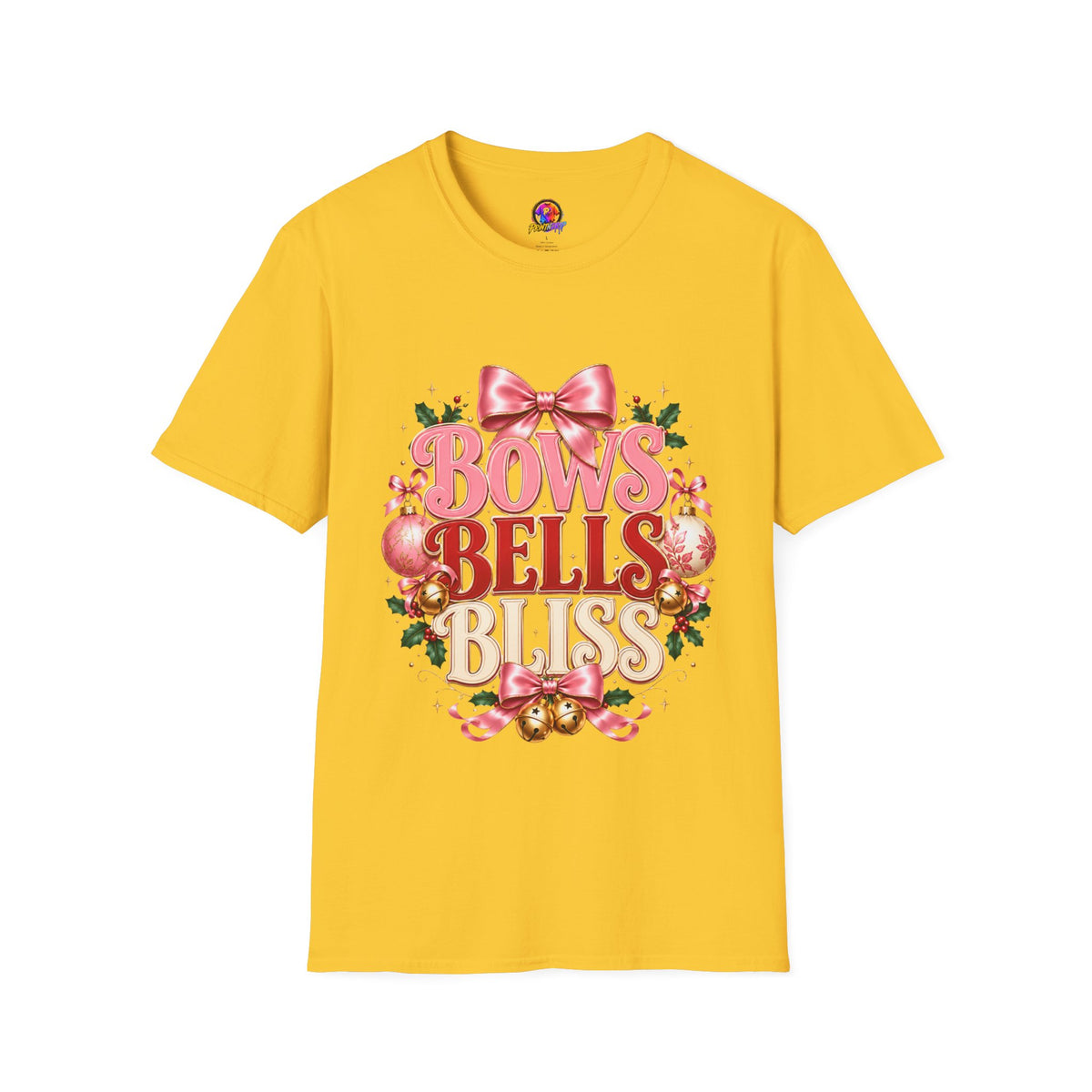 T-Shirt — Bows Bells Bliss Christmas Graphic Tee