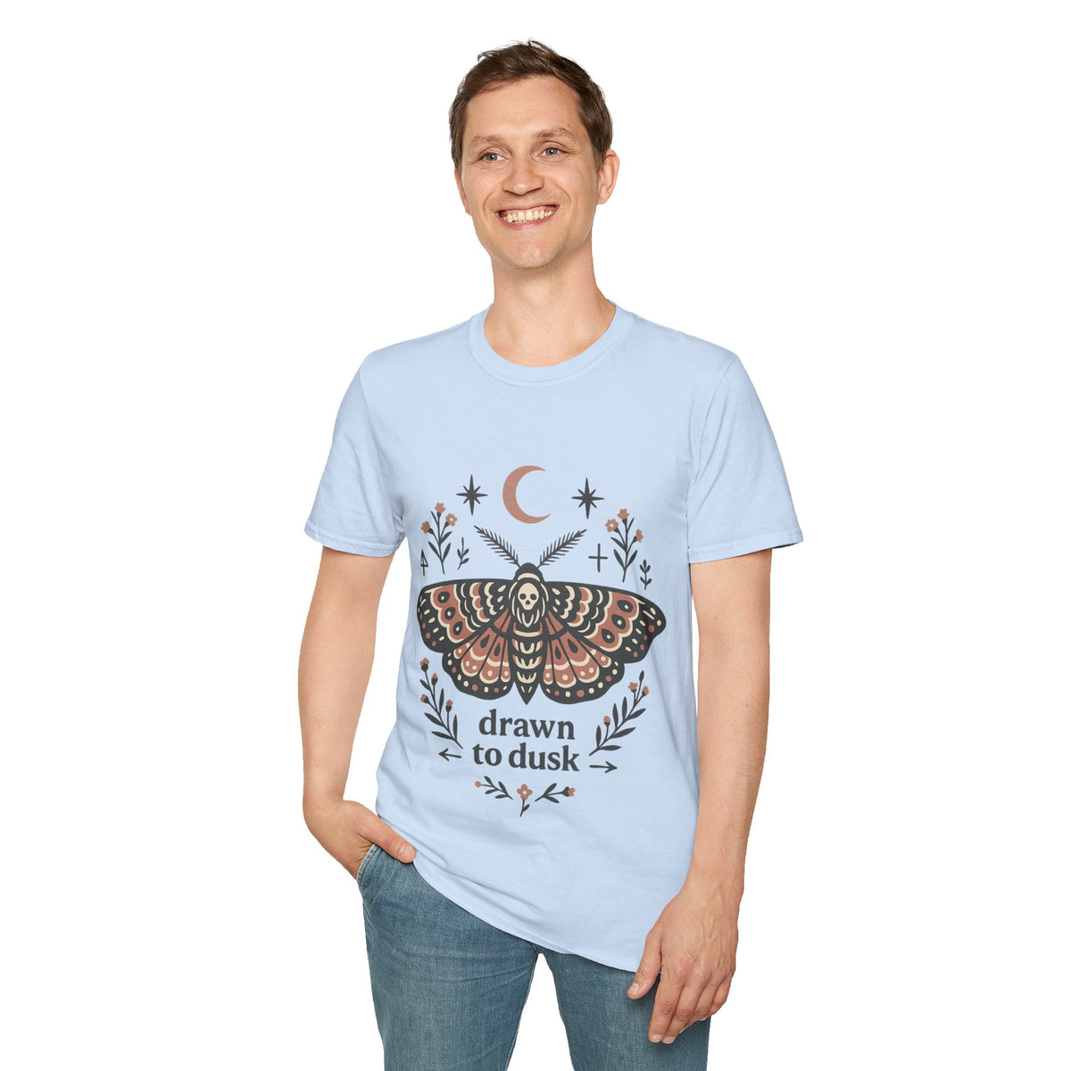 Mystic Moth T-Shirt — Crescent Moon & Floral Boho Graphic - Trending Now- August 2026