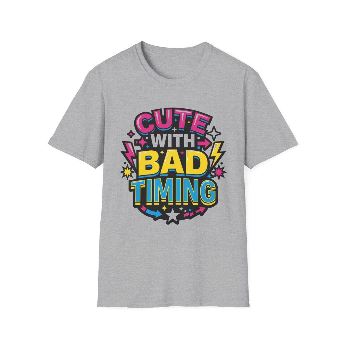 Cute But Bad Timing Graphic T-Shirt — Funny Retro Rainbow Tee - Trending Now - August 2026