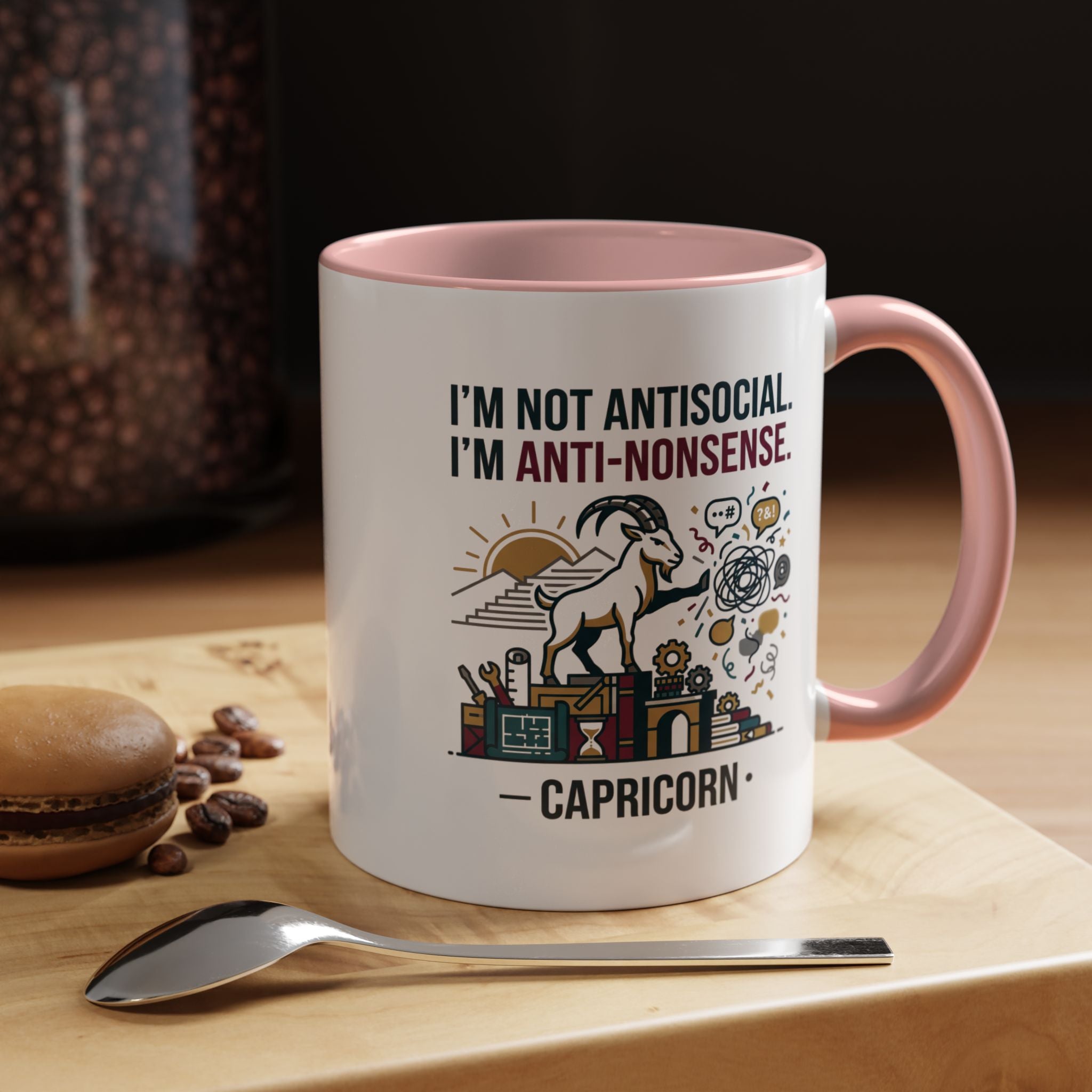 Capricorn Coffee Mug — "I'm Not Antisocial, I'm Anti-Nonsense" Accent Mug