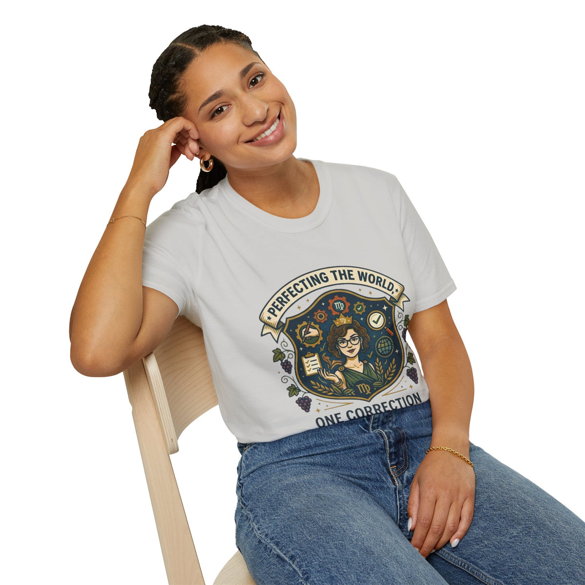 Virgo T‑Shirt — "Perfecting the World One Correction at a Time" Zodiac Tee