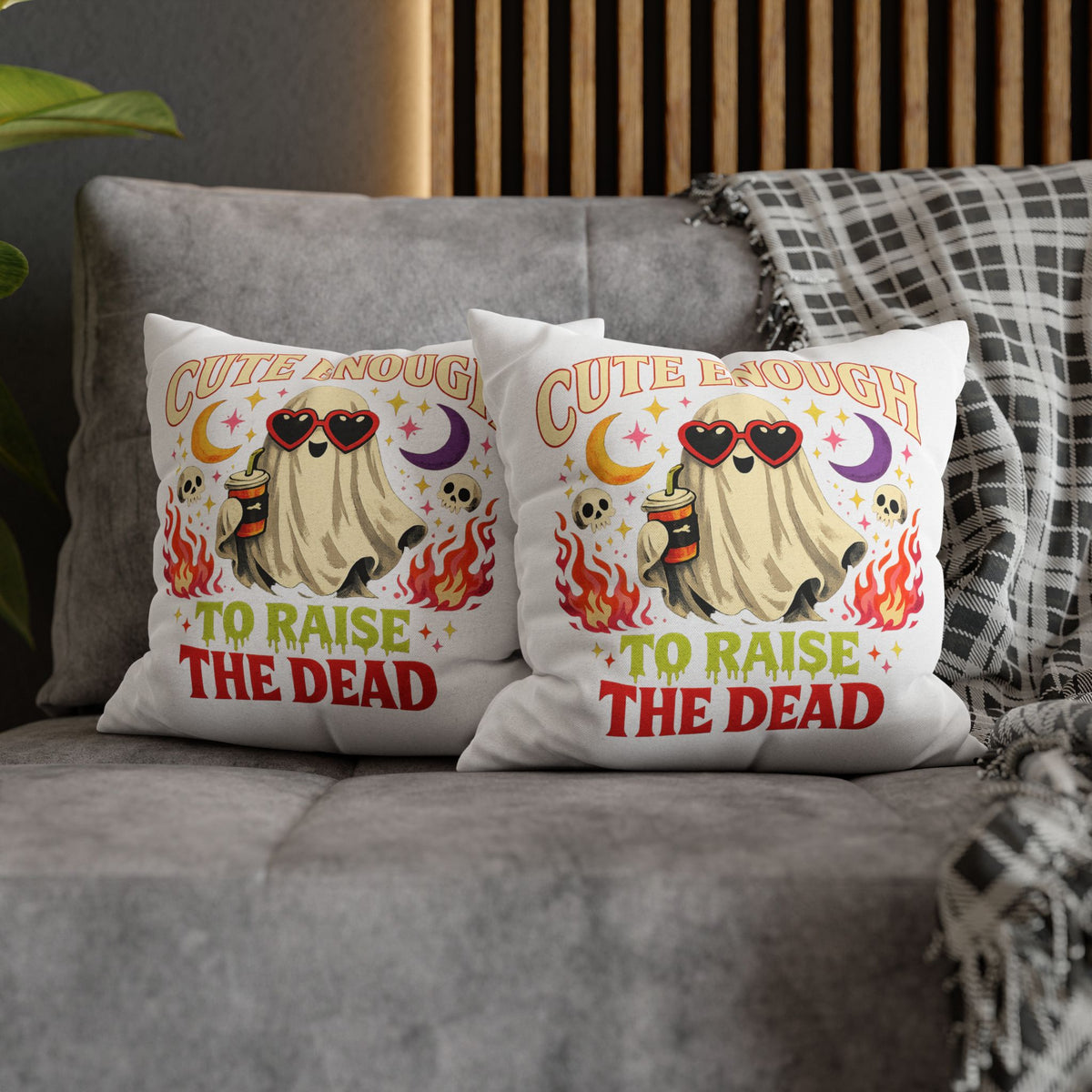 Halloween Cute Enough to Raise the Dead Ghost Pillowcase — Halloween Decorative Throw Pillow Cover