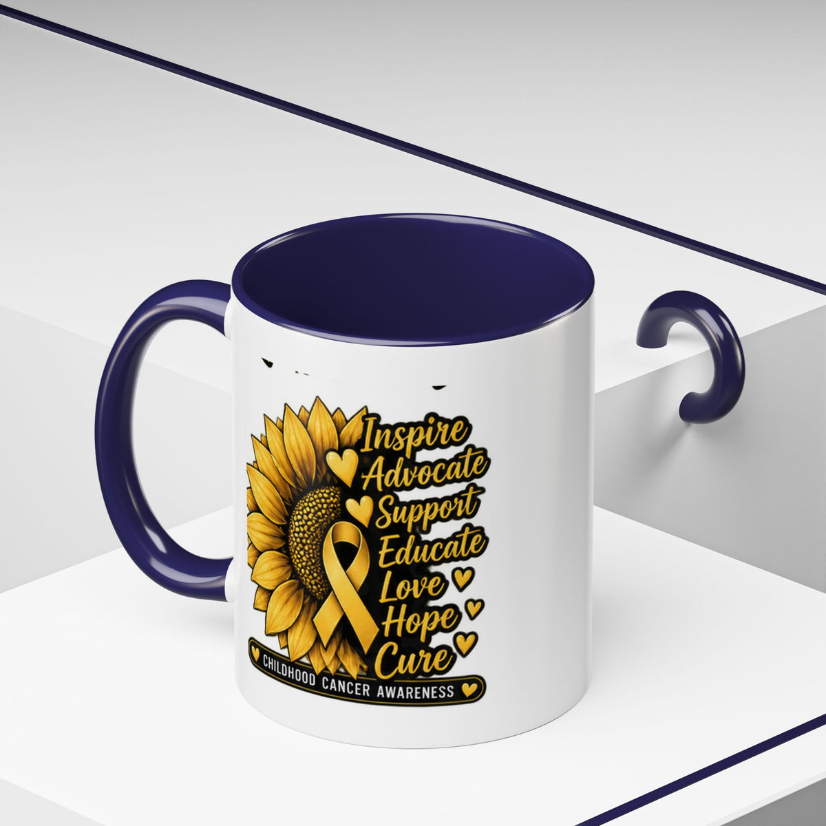 Childhood Cancer Awareness Sunflower Accent Coffee Mug (11/15oz)