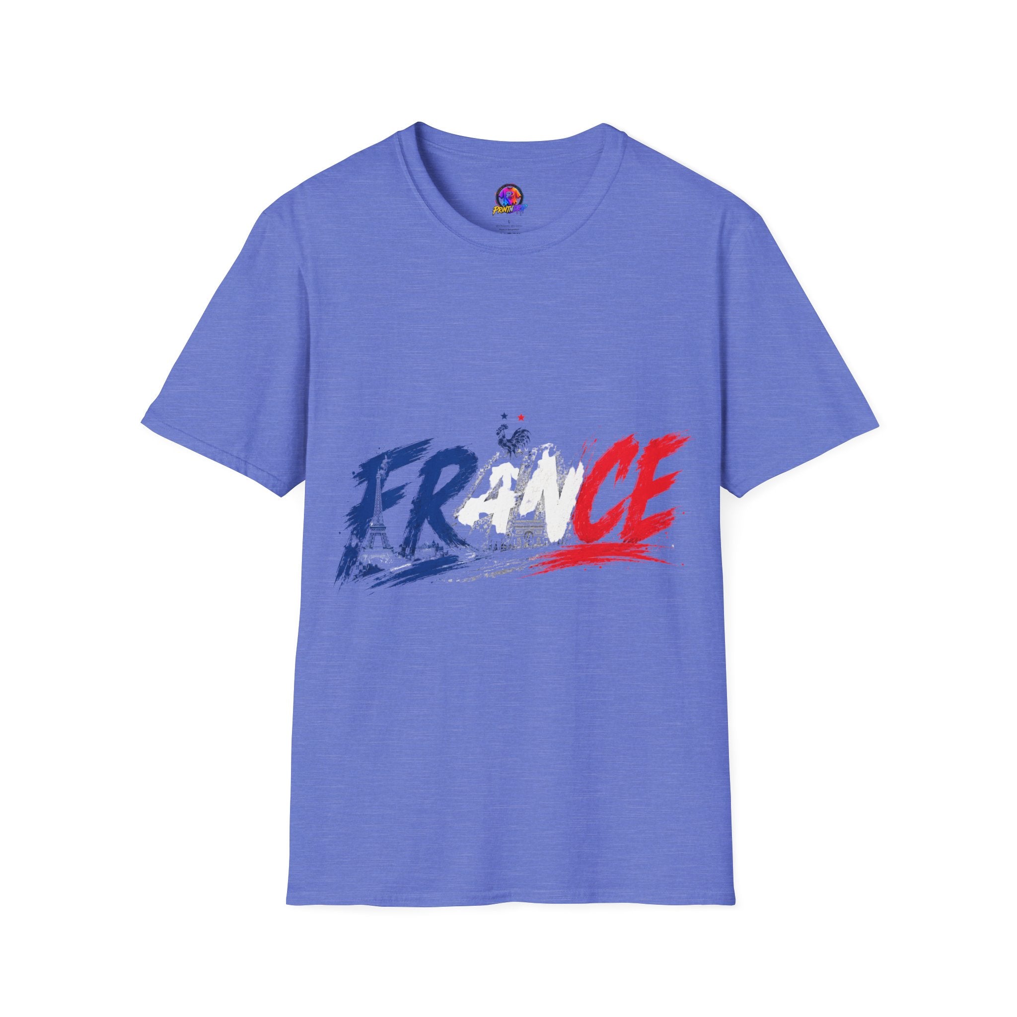 France Brushstroke Graphic T-Shirt — Tricolor Soccer/Travel Fan Tee
