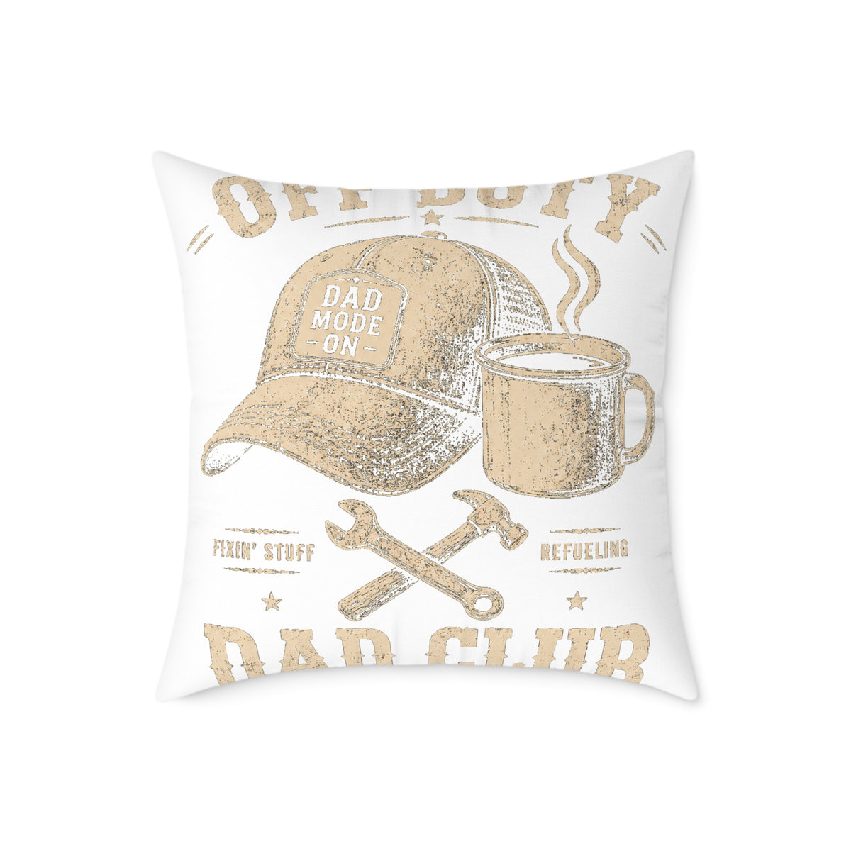 Decorative Pillow  Milo Bailey Dog Dad Mom – "Dad Made It" Cap & Coffee Rustic Throw Pillow for Father’s Day