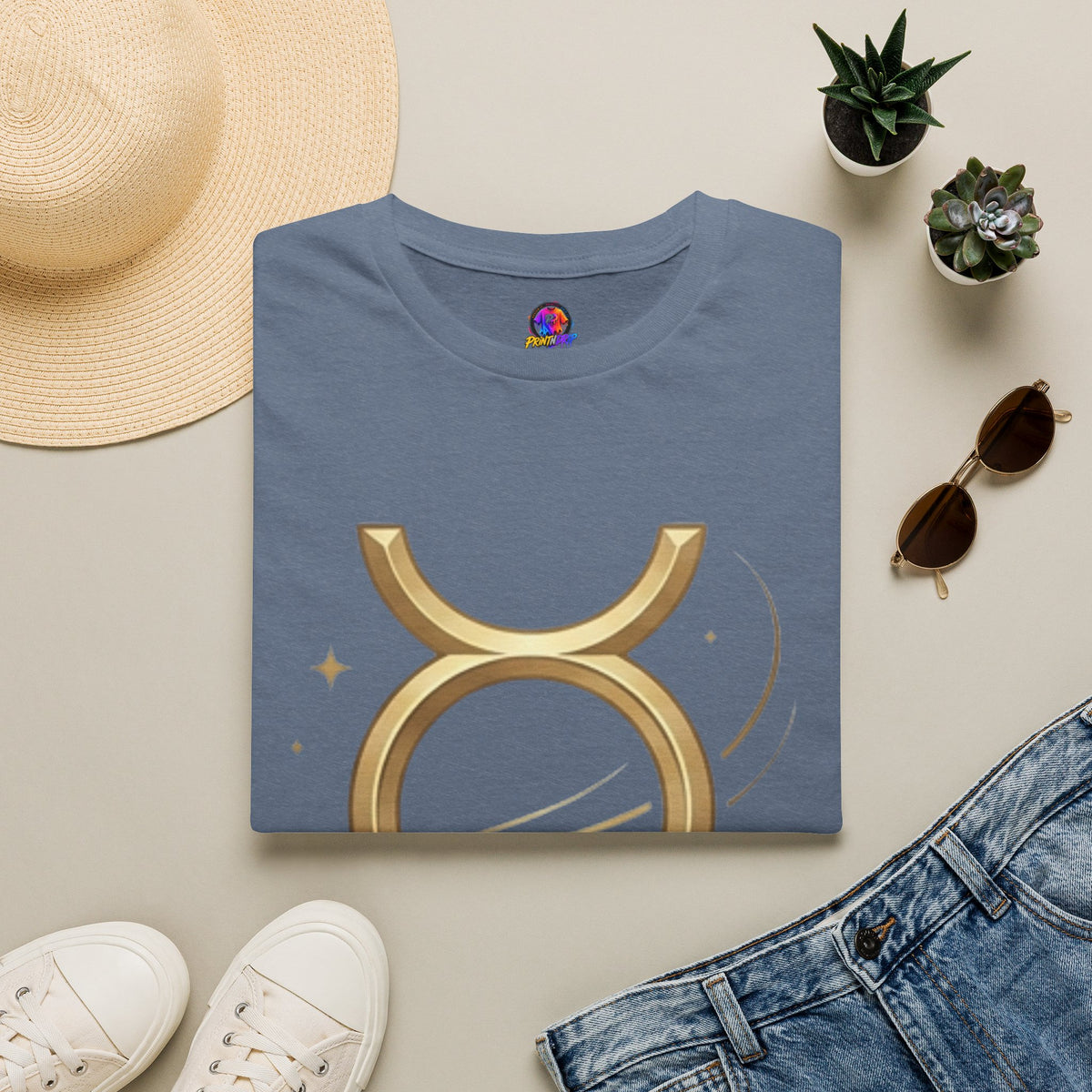 Gold Mercury Astrology Symbol Tee T-Shirt
