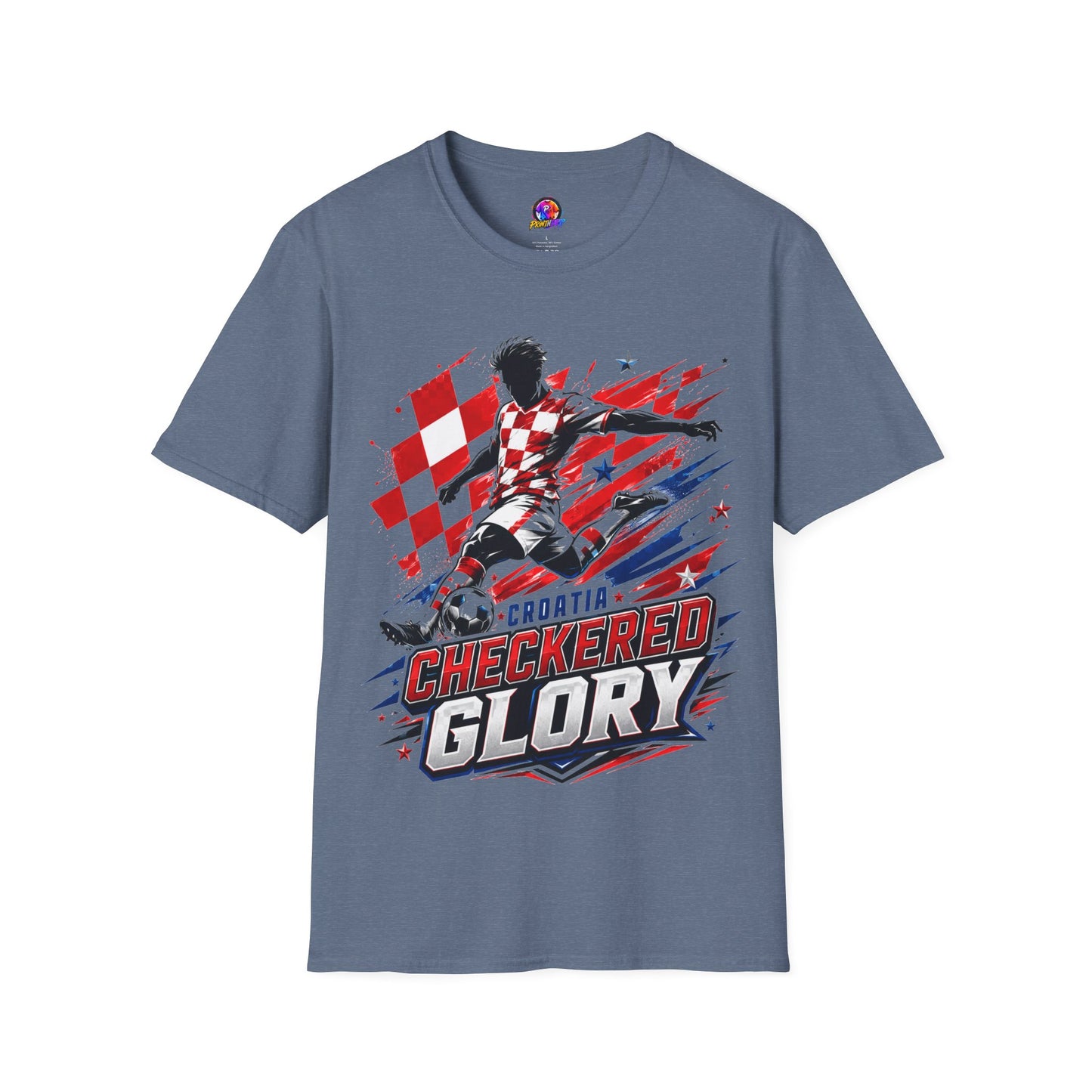 Checkered Glory T-Shirt — Croatia Soccer Fan Tee