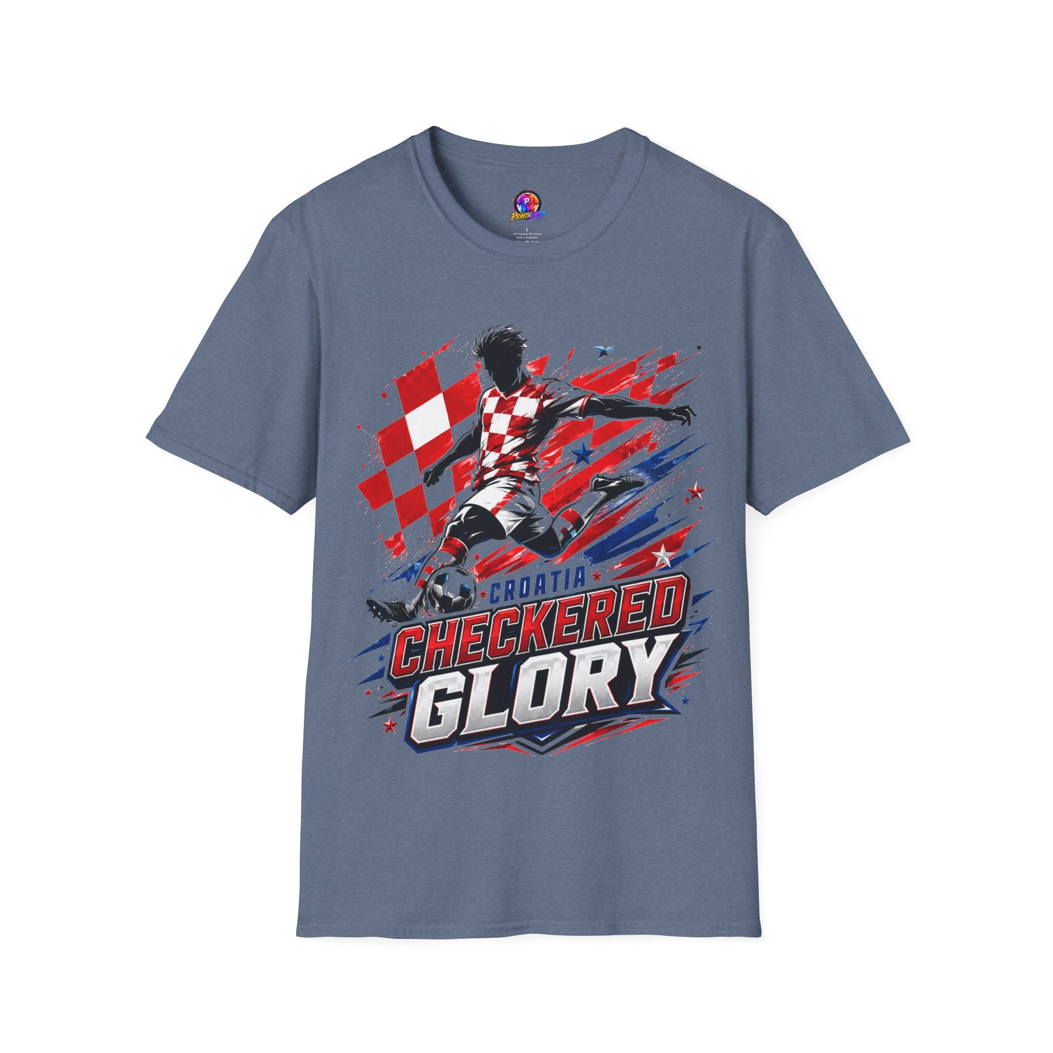 Checkered Glory T-Shirt — Croatia Soccer Fan Tee