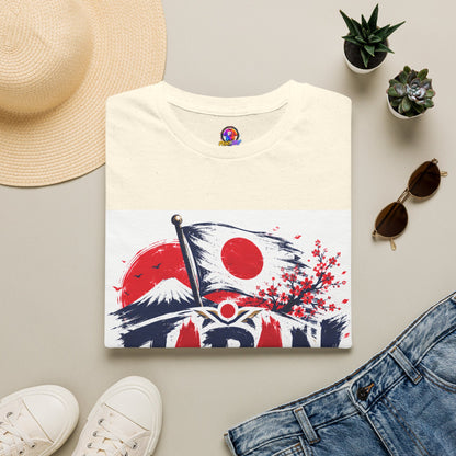 Japan Soccer T-Shirt — Japanese Flag & Cherry Blossom Football Graphic