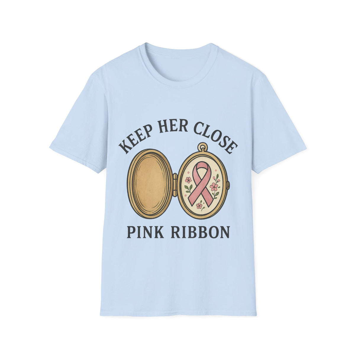 Keep Her Close Pink Ribbon Vintage Locket Graphic Tee - Trending Now - September 2026