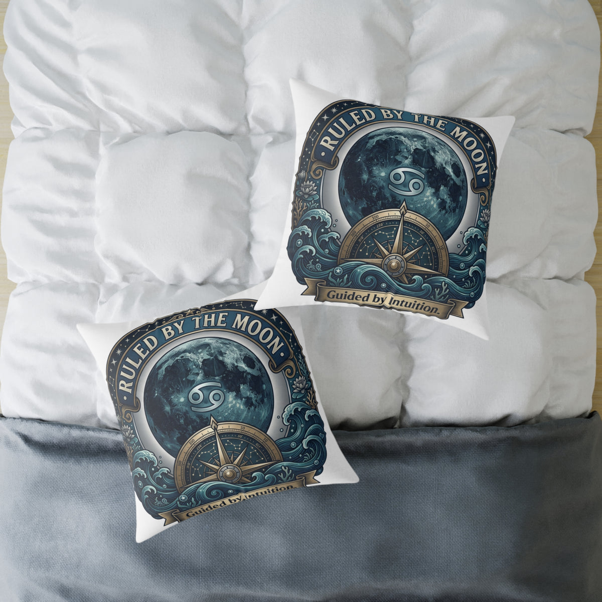 Cancer Zodiac Pillow Ruled By The Moon, Guided By Intuition Square Poly Canvas Pillow