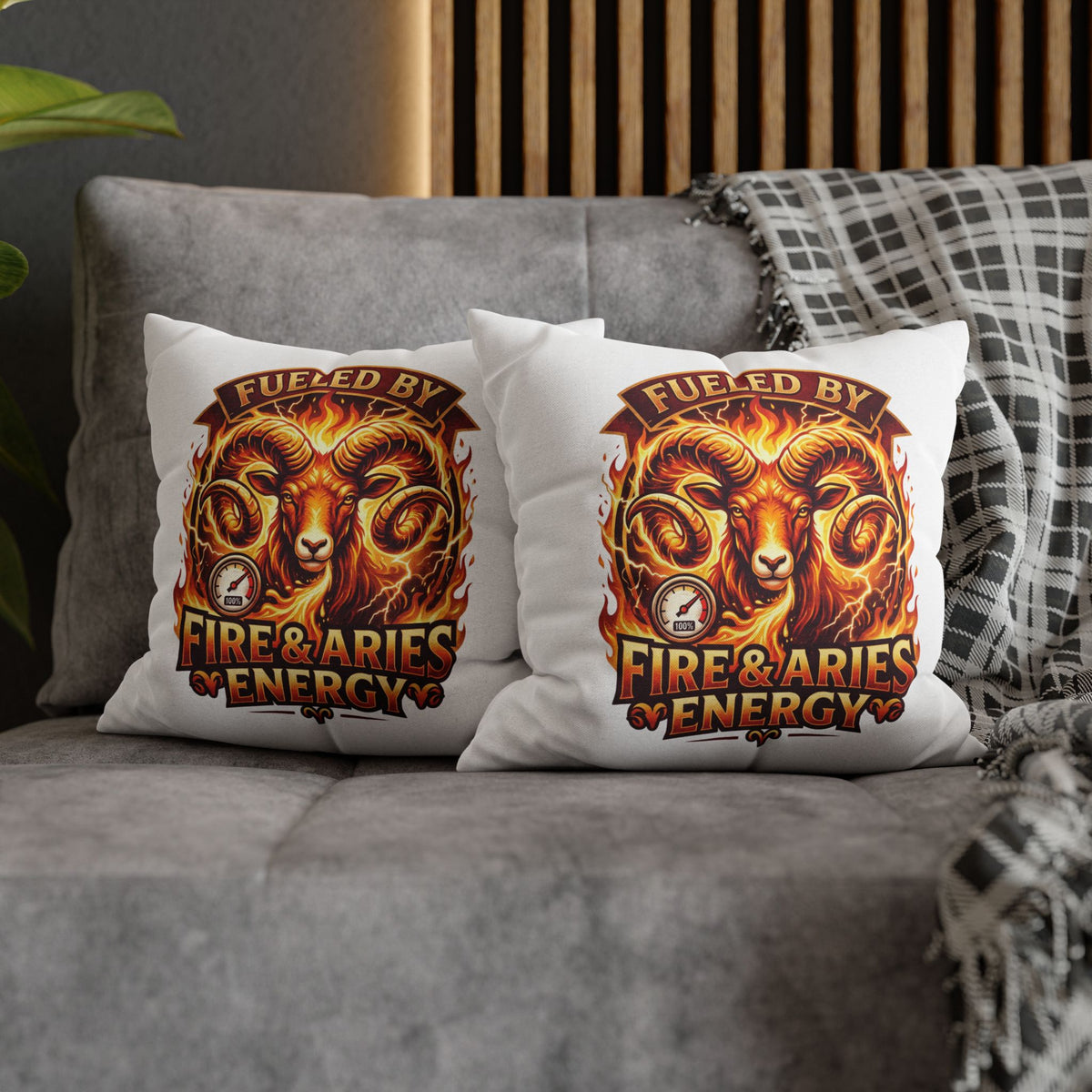 Aries Pillowcase Aries Ram Pillow — "Fueled by Fire & Aries Energy" Decorative Throw Pillow