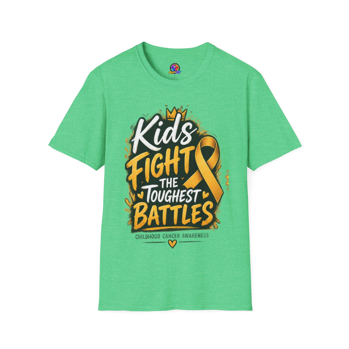 Childhood Cancer Awareness T-Shirt — "Kids Fight the Toughest Battles" Gold Ribbon